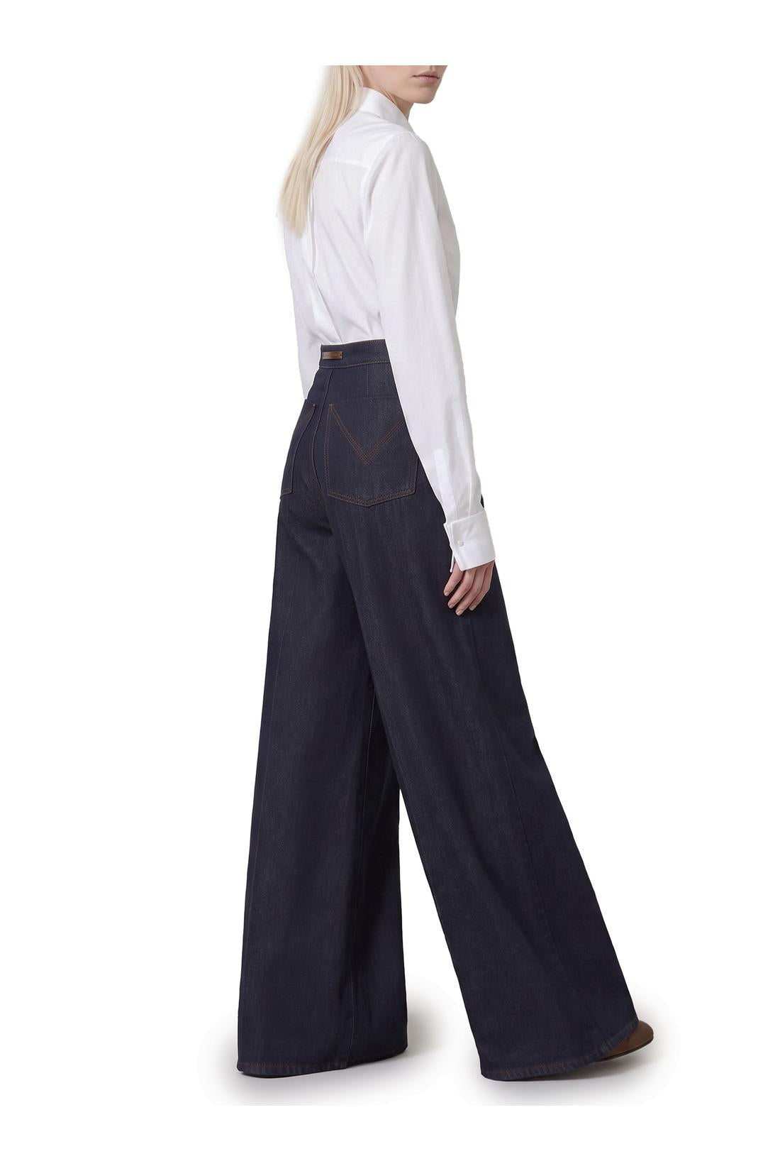 Max Mara-OUTLET-SALE-Wide leg denim-effect Quatto trousers-ARCHIVIST