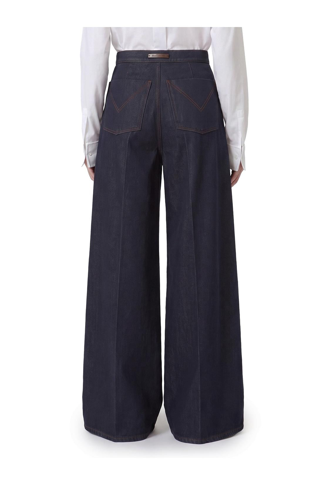 Max Mara-OUTLET-SALE-Wide leg denim-effect Quatto trousers-ARCHIVIST