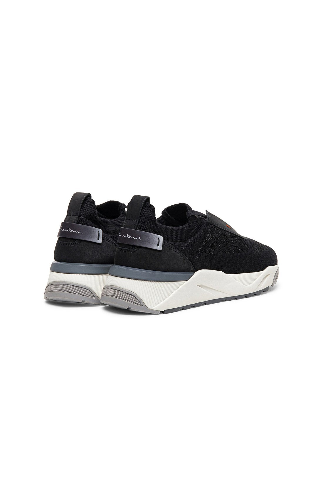 Women's black nubuck and stretch lurex knit sneaker