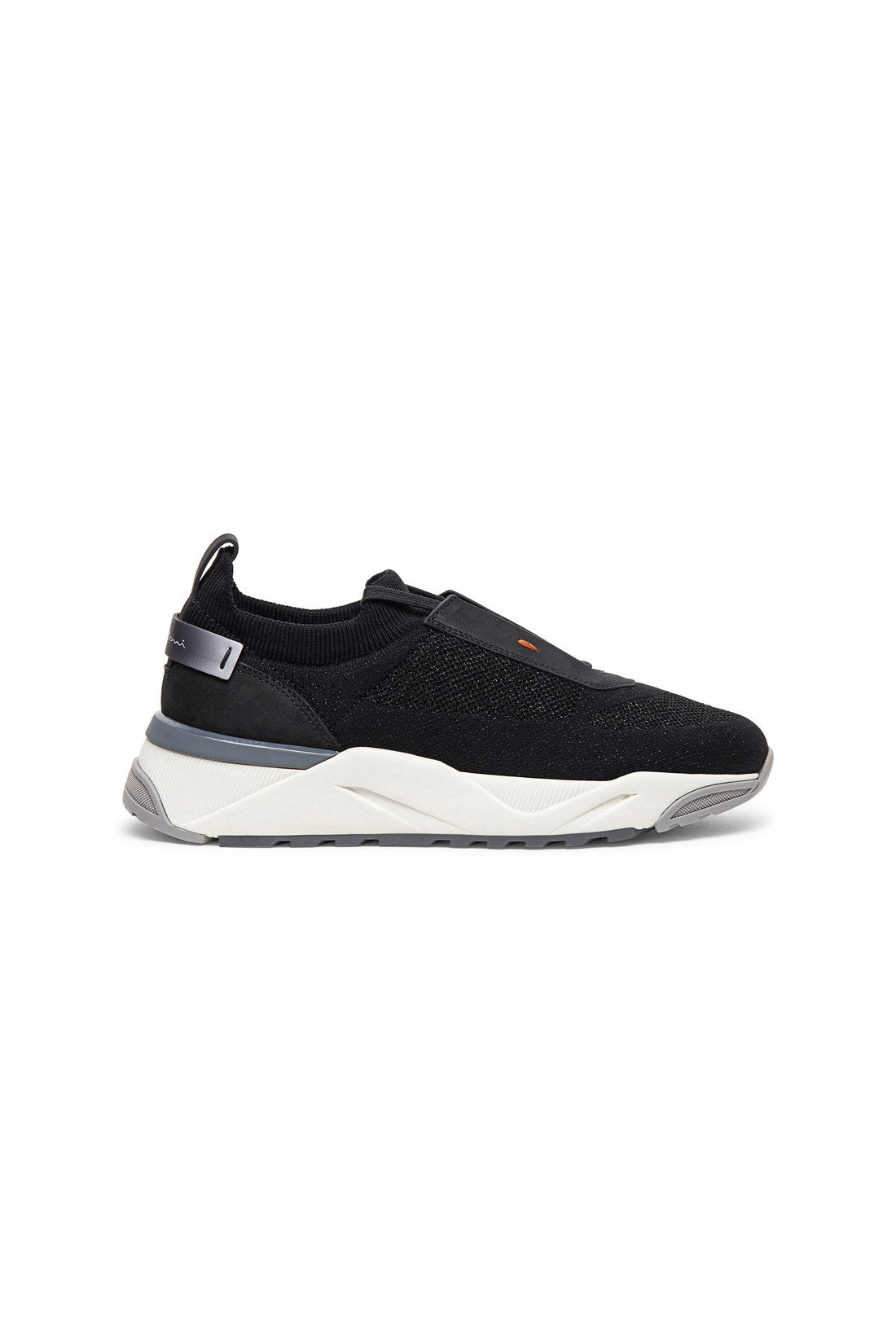 Women's black nubuck and stretch lurex knit sneaker