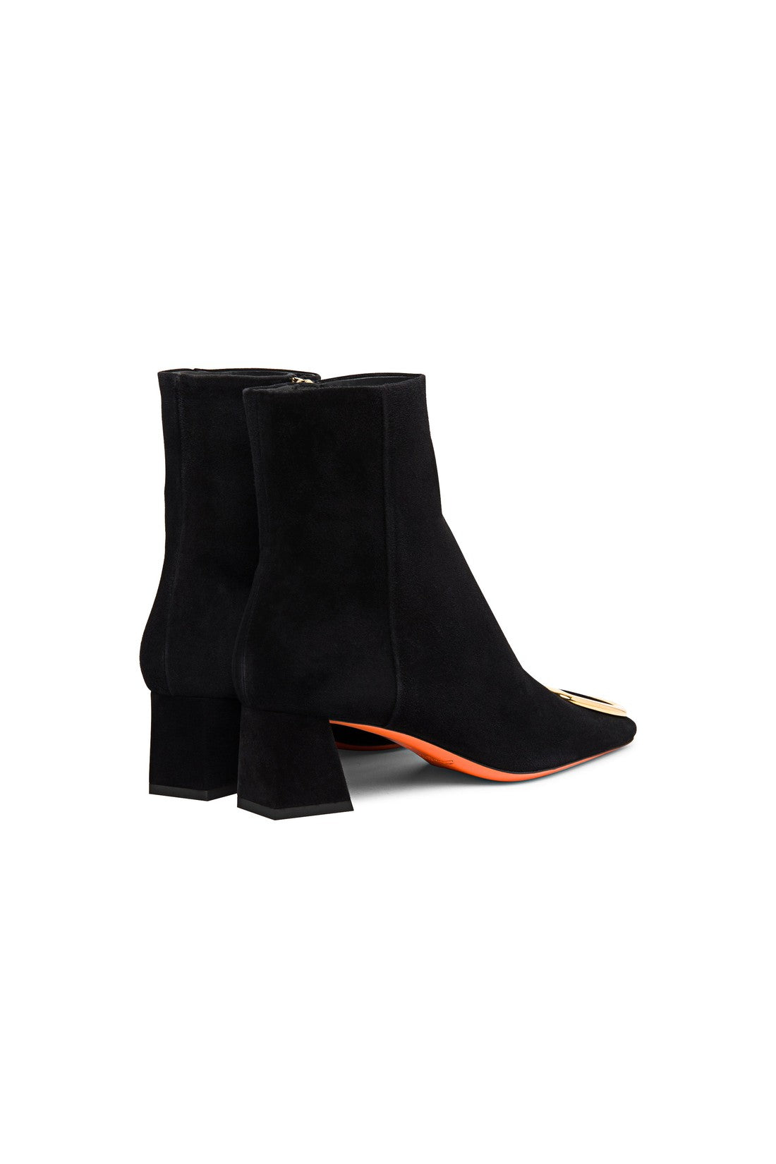 Women's black suede mid-heel boot