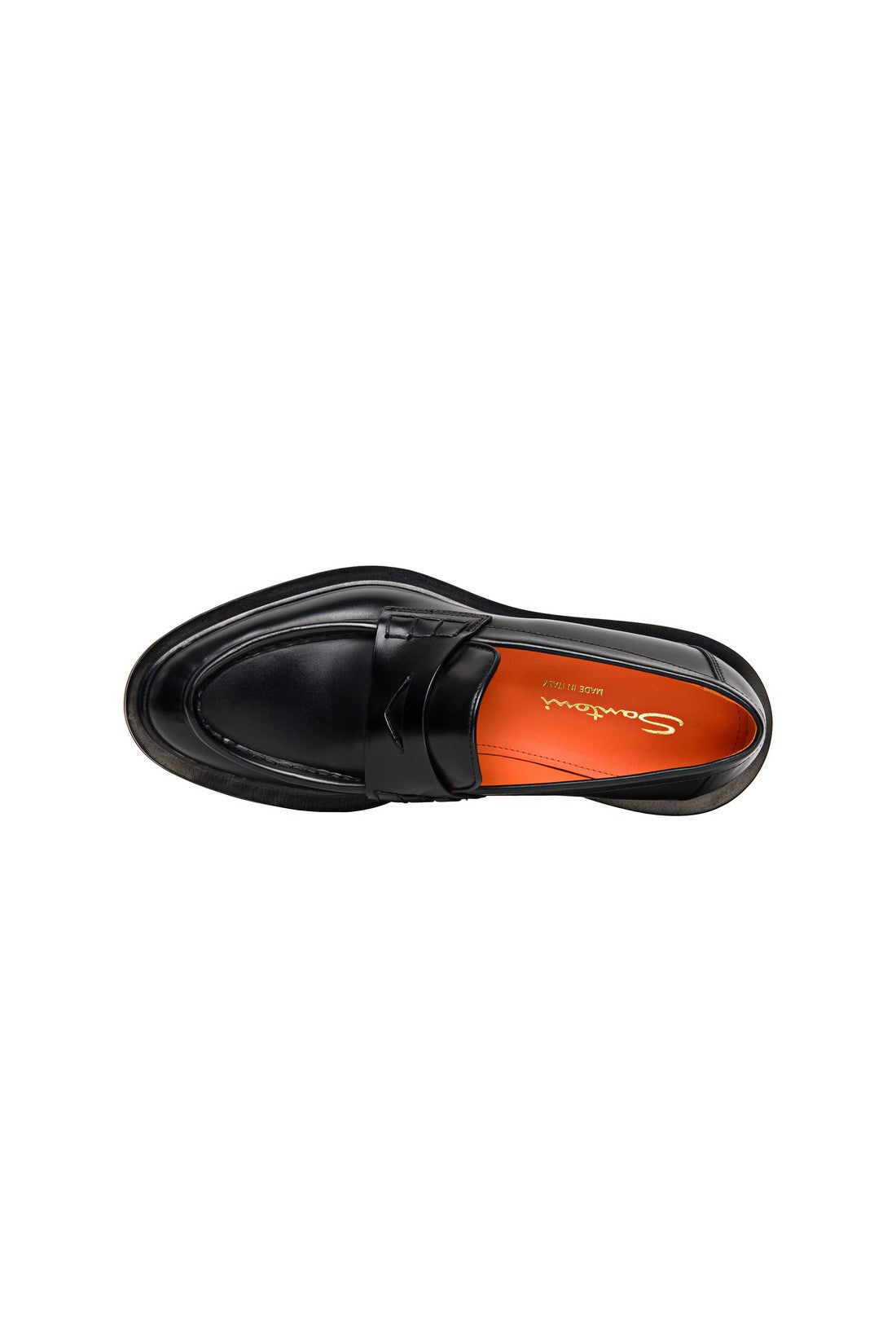 Women’s polished black leather penny loafer