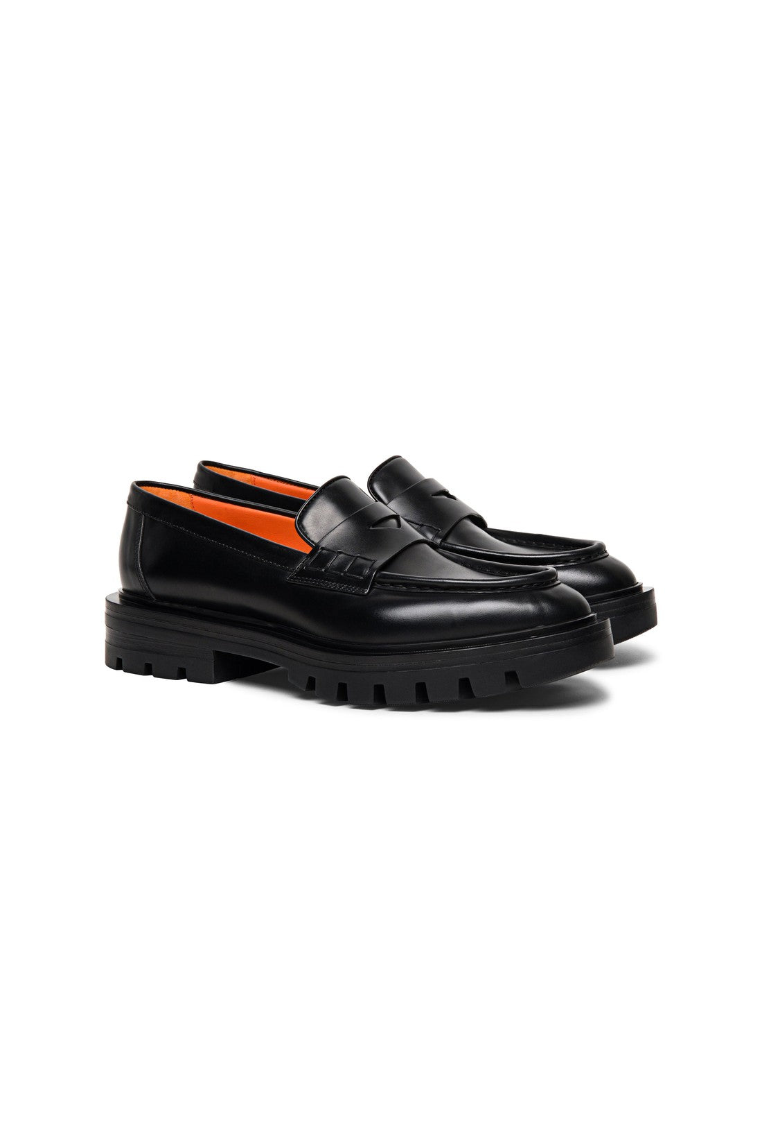 Women’s polished black leather penny loafer