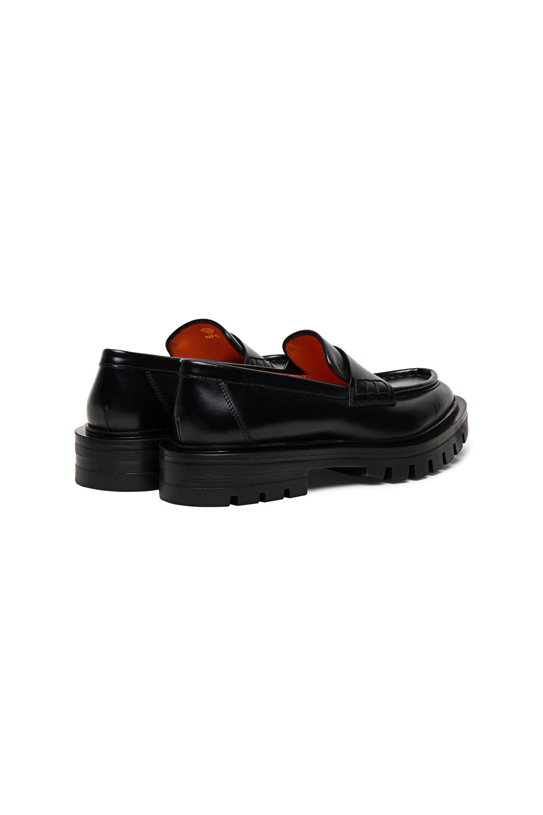 Women’s polished black leather penny loafer