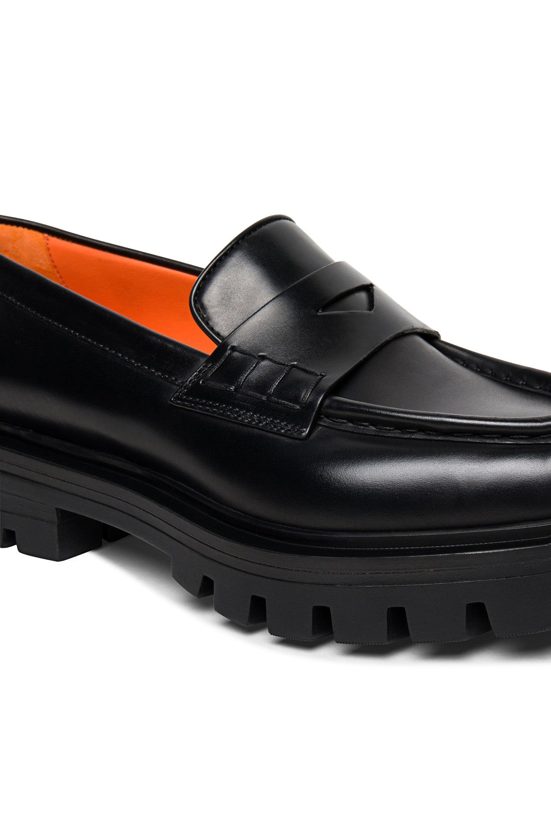 Women’s polished black leather penny loafer