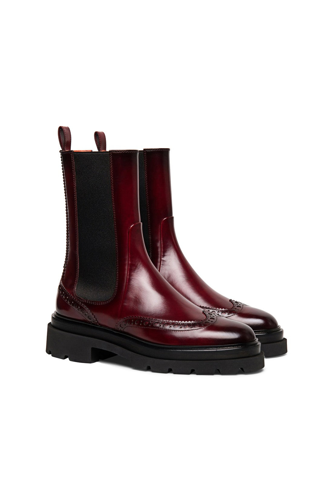 Women’s polished red leather brogue Chelsea boot