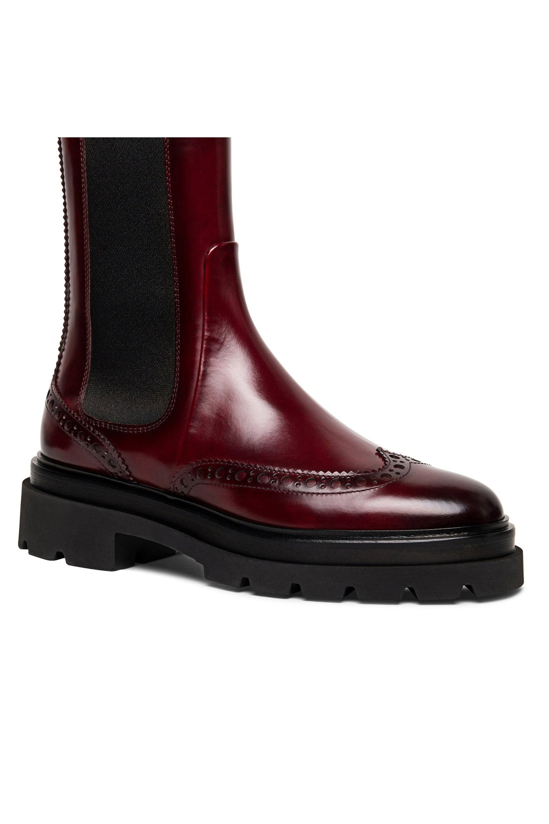 Women’s polished red leather brogue Chelsea boot