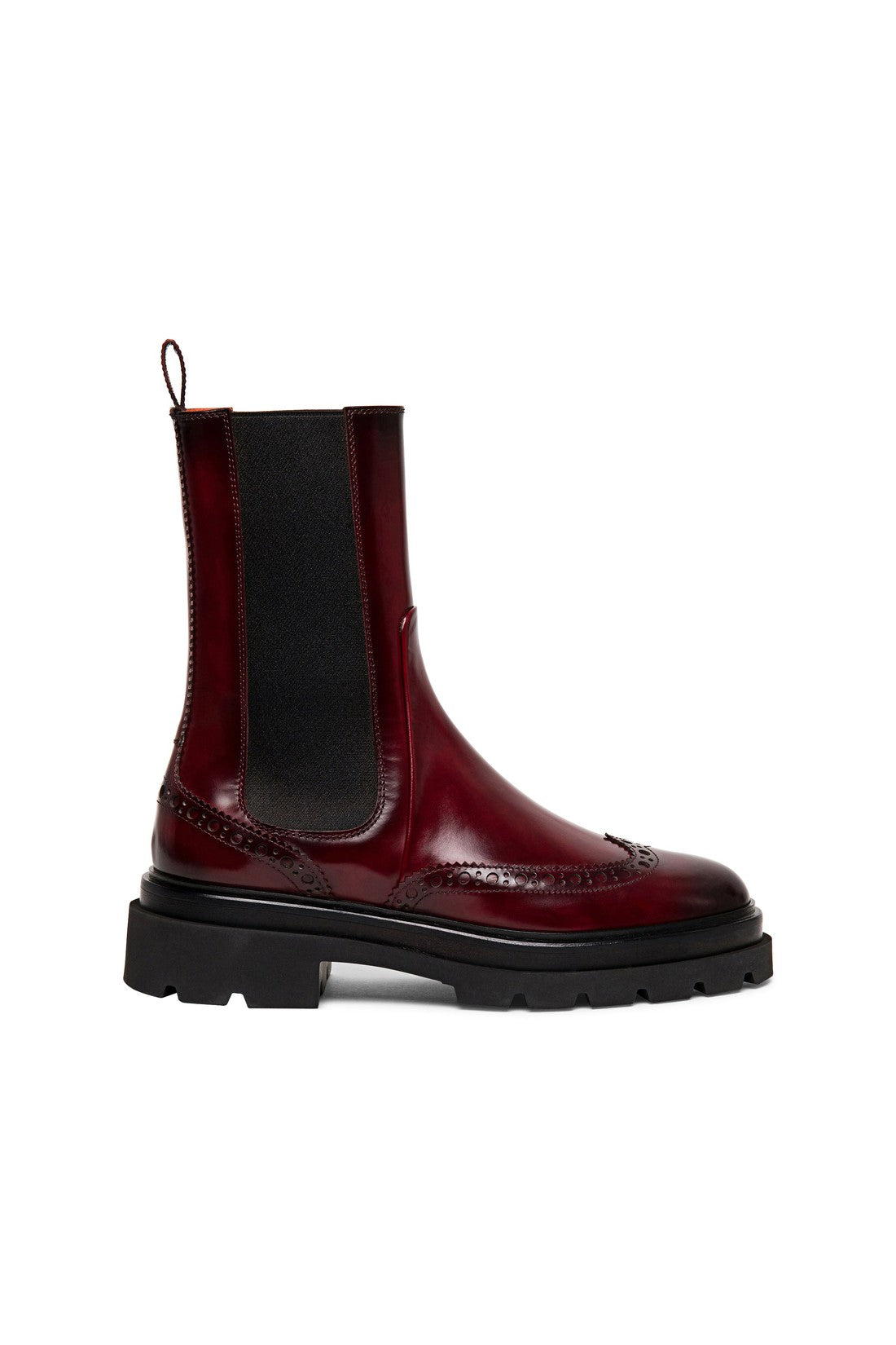 Women’s polished red leather brogue Chelsea boot