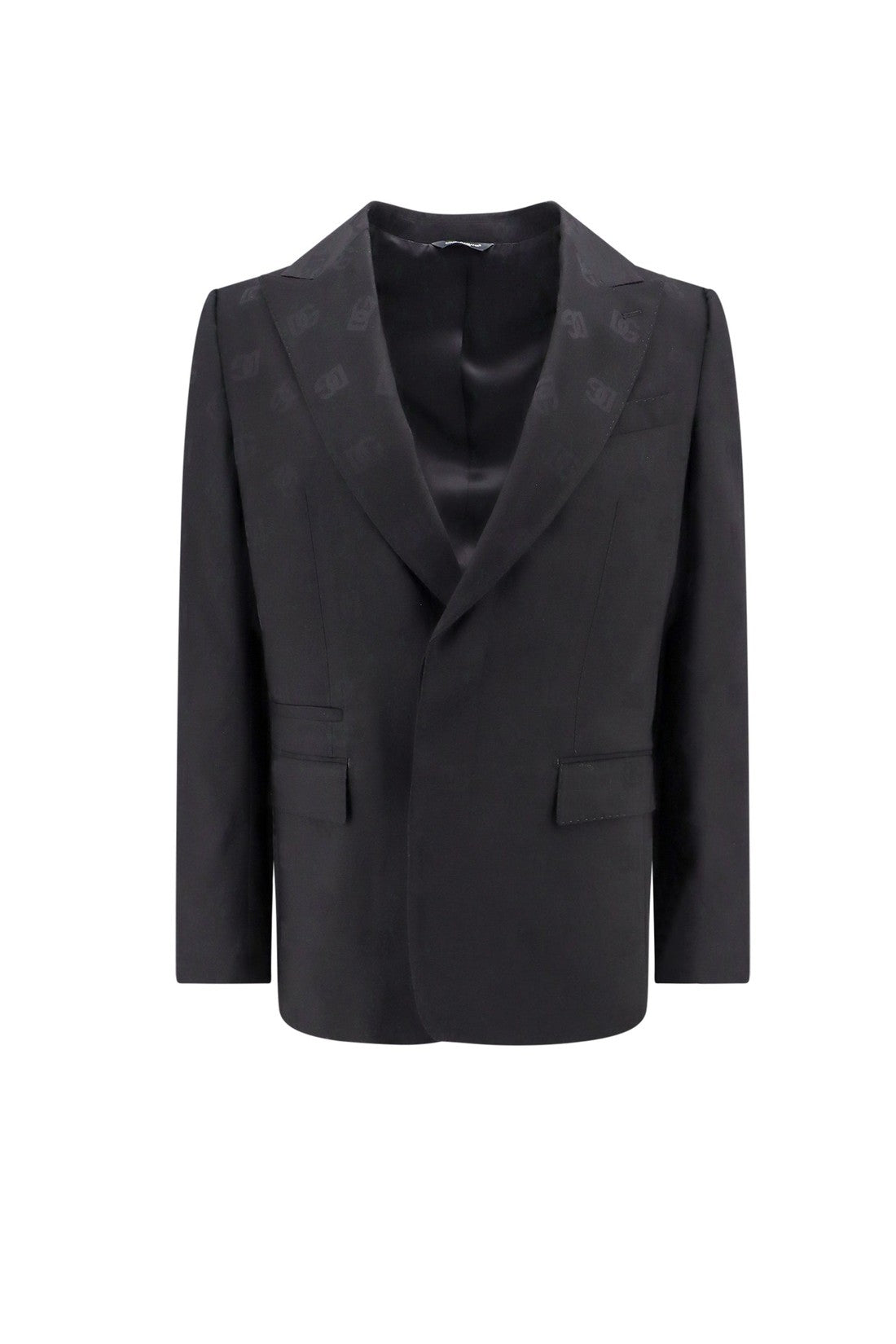 DOLCE & GABBANA-OUTLET-SALE-Wool blazer with all-over monogram-ARCHIVIST