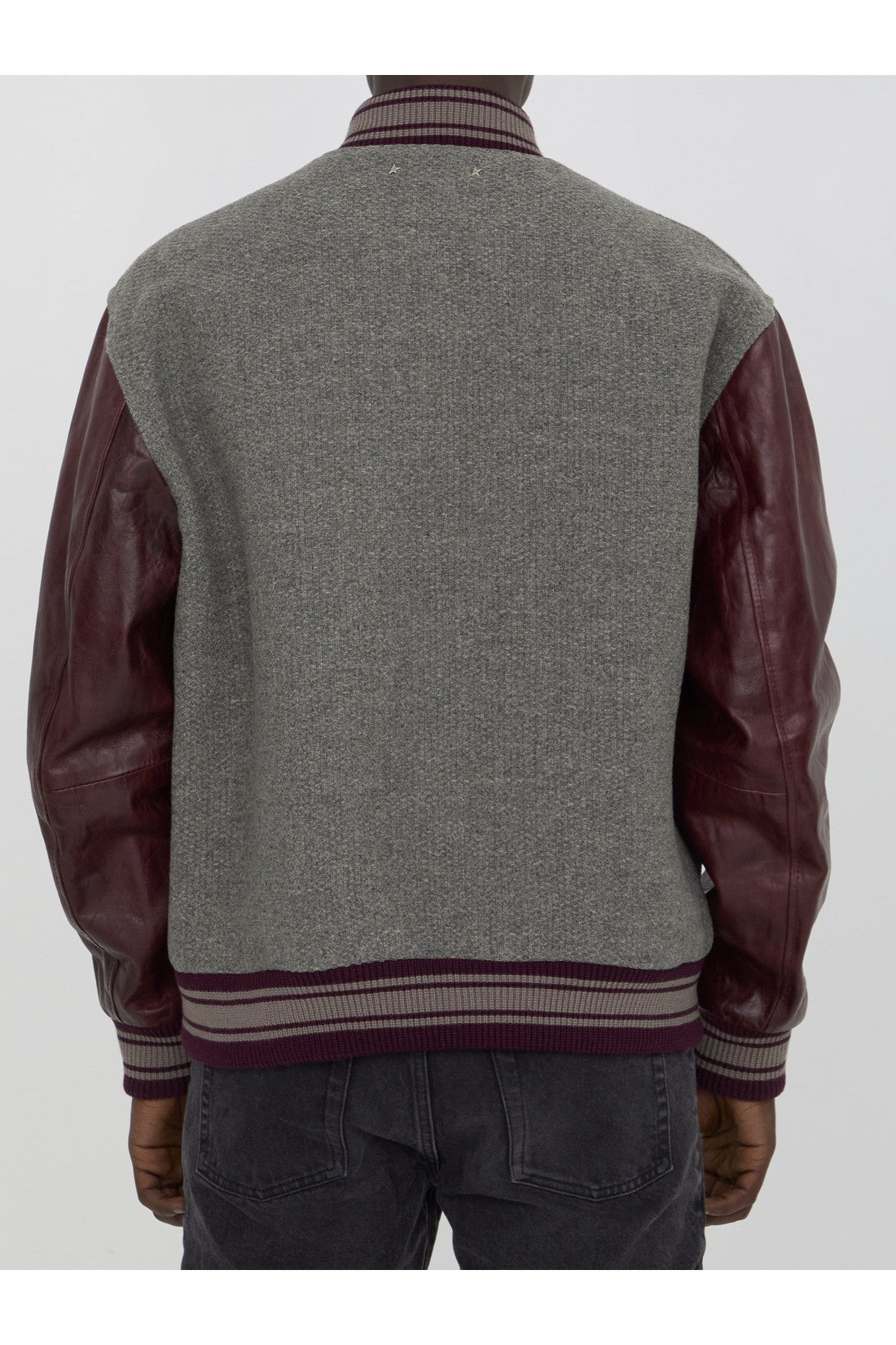 GOLDEN GOOSE-OUTLET-SALE-Wool bomber jacket with leather sleeves-ARCHIVIST