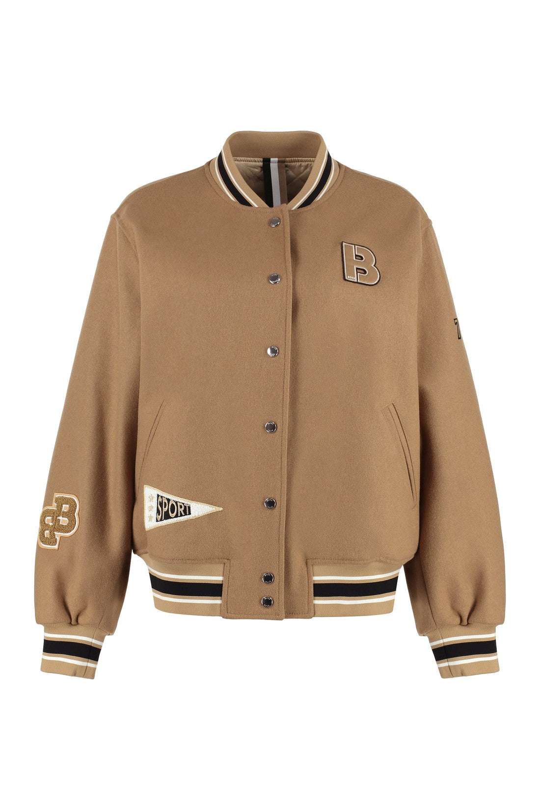 BOSS-OUTLET-SALE-Wool bomber jacket with patch-ARCHIVIST