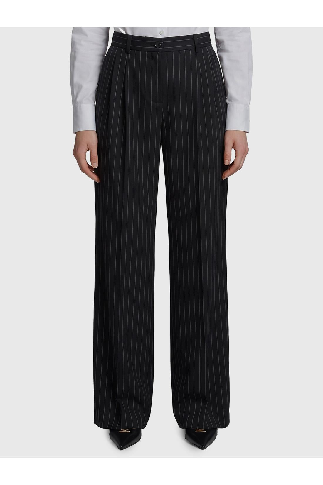 Dolce & Gabbana-OUTLET-SALE-Wool chalk stripe trousers-ARCHIVIST
