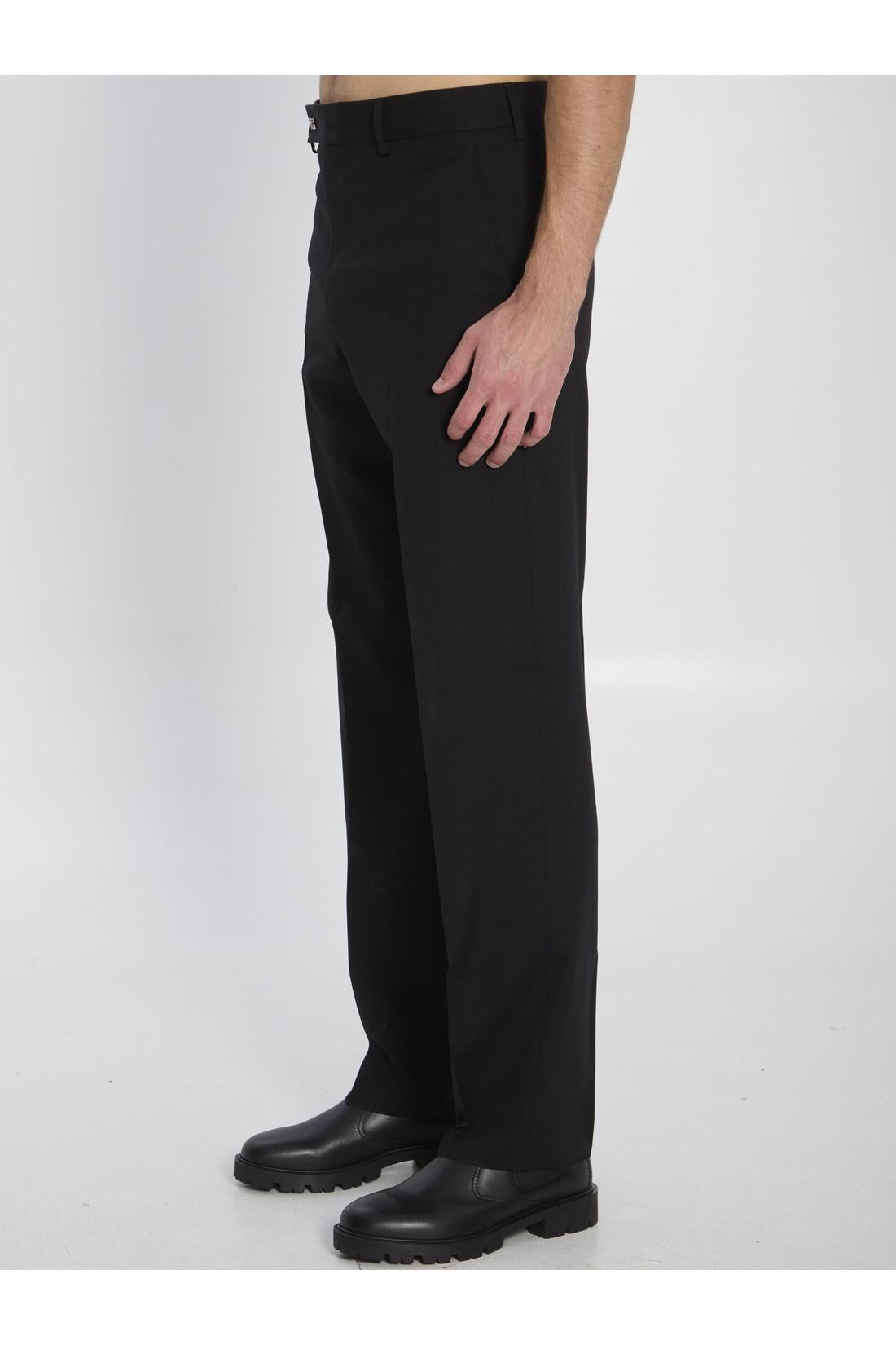 Fendi-OUTLET-SALE-Wool gabardine trousers-ARCHIVIST