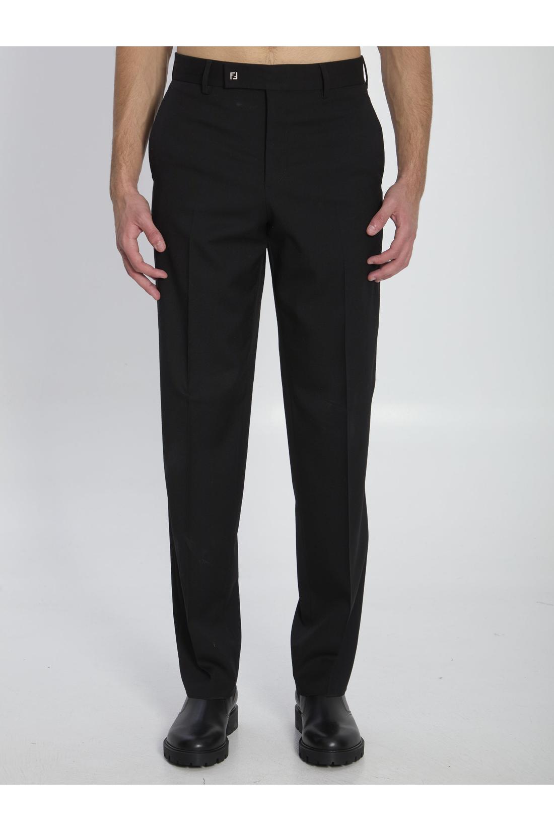 Fendi-OUTLET-SALE-Wool gabardine trousers-ARCHIVIST