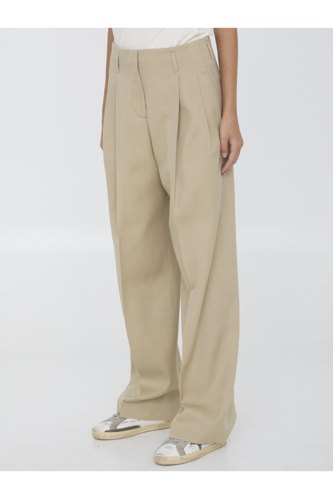 GOLDEN GOOSE-OUTLET-SALE-Wool gabardine trousers-ARCHIVIST