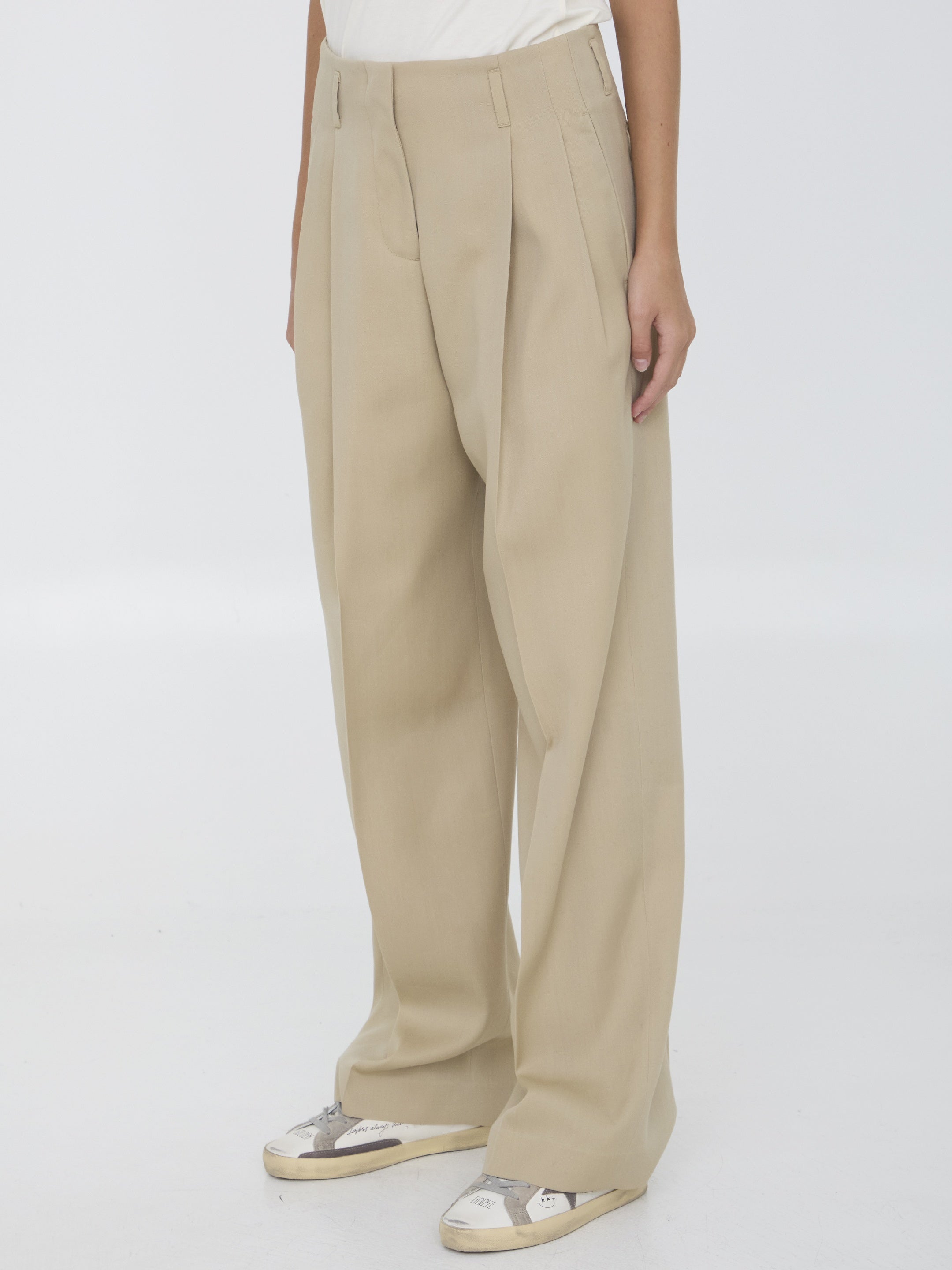 GOLDEN GOOSE-OUTLET-SALE-Wool gabardine trousers-ARCHIVIST