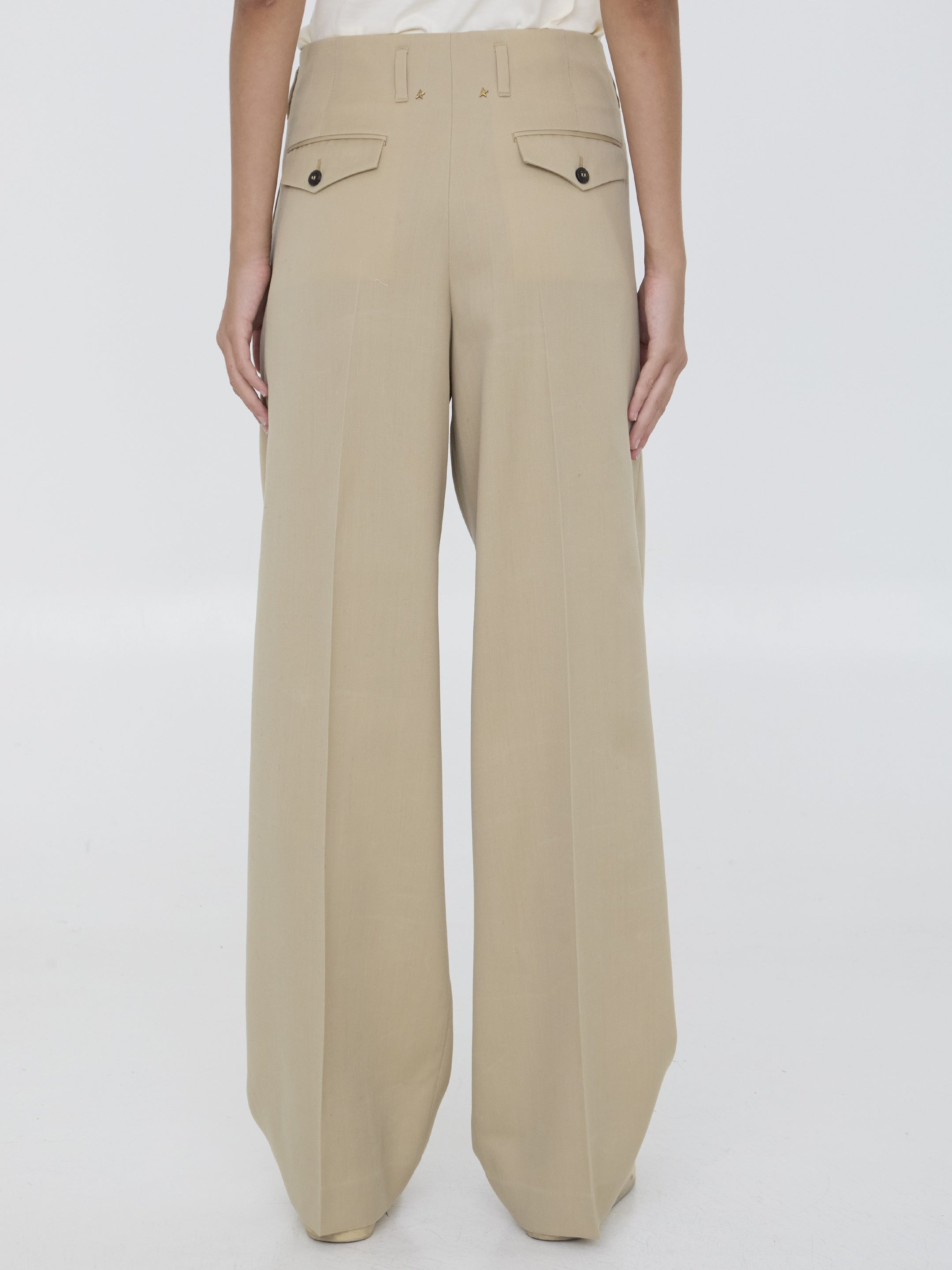 GOLDEN GOOSE-OUTLET-SALE-Wool gabardine trousers-ARCHIVIST