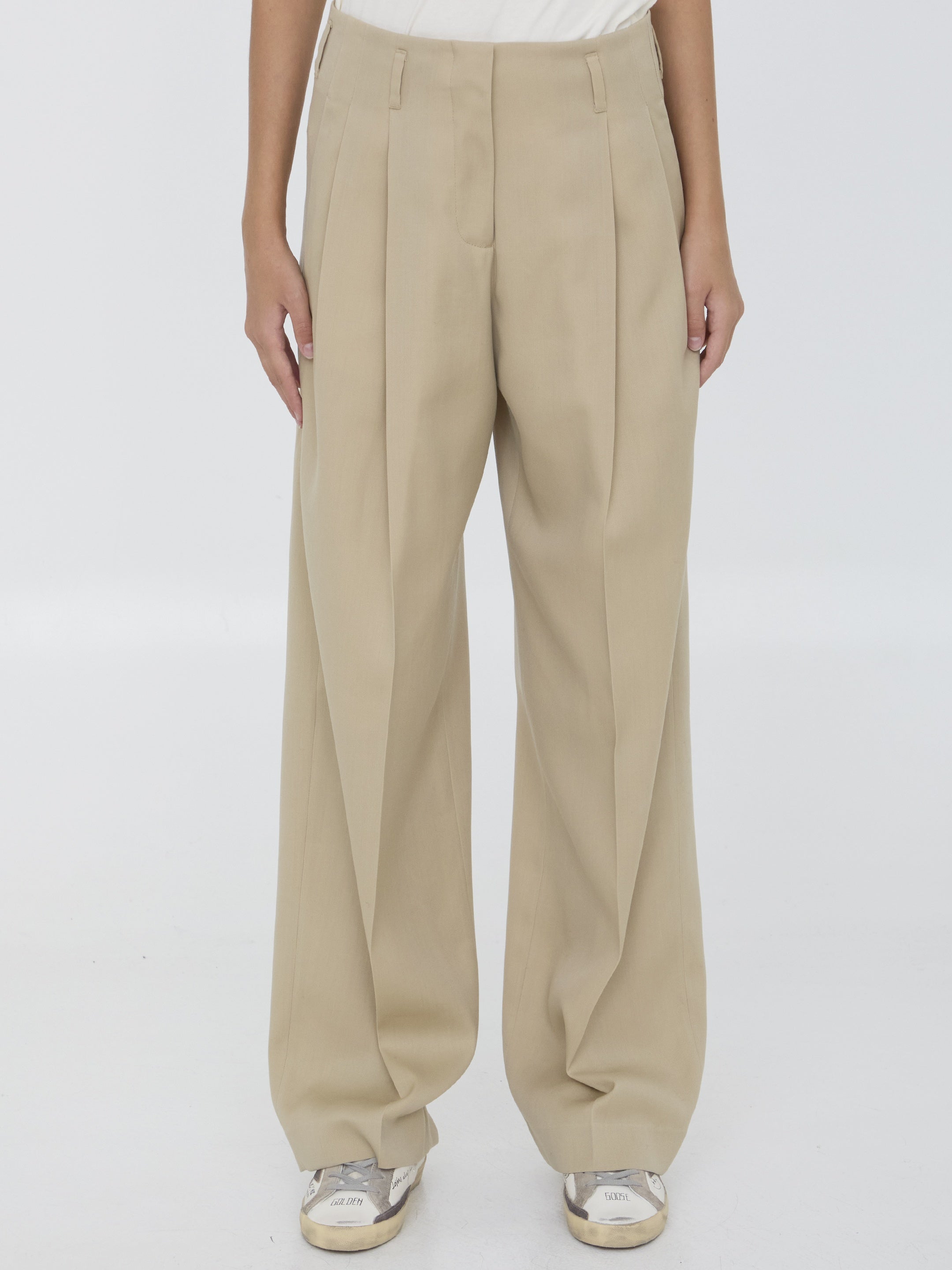 GOLDEN GOOSE-OUTLET-SALE-Wool gabardine trousers-ARCHIVIST