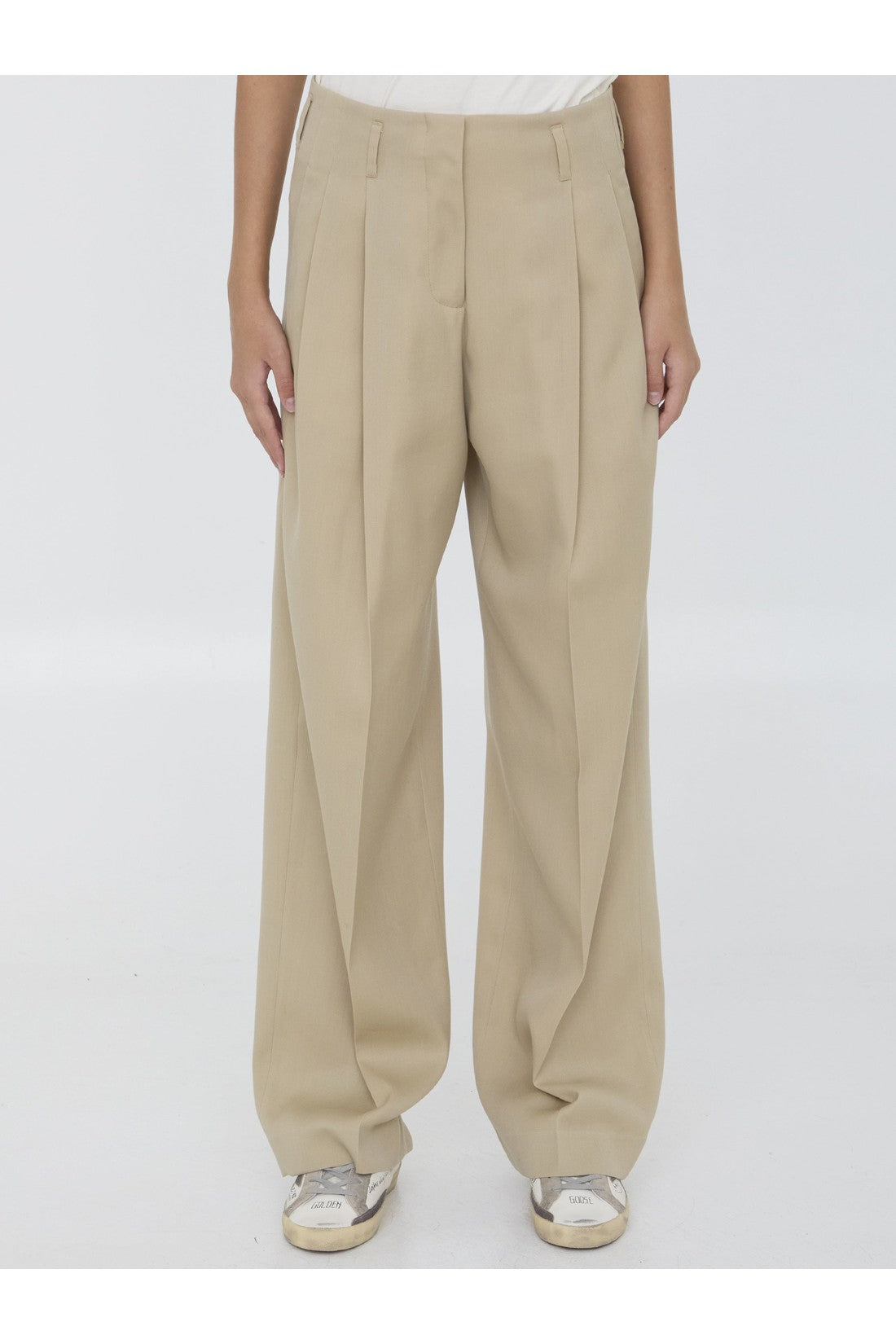 GOLDEN GOOSE-OUTLET-SALE-Wool gabardine trousers-ARCHIVIST