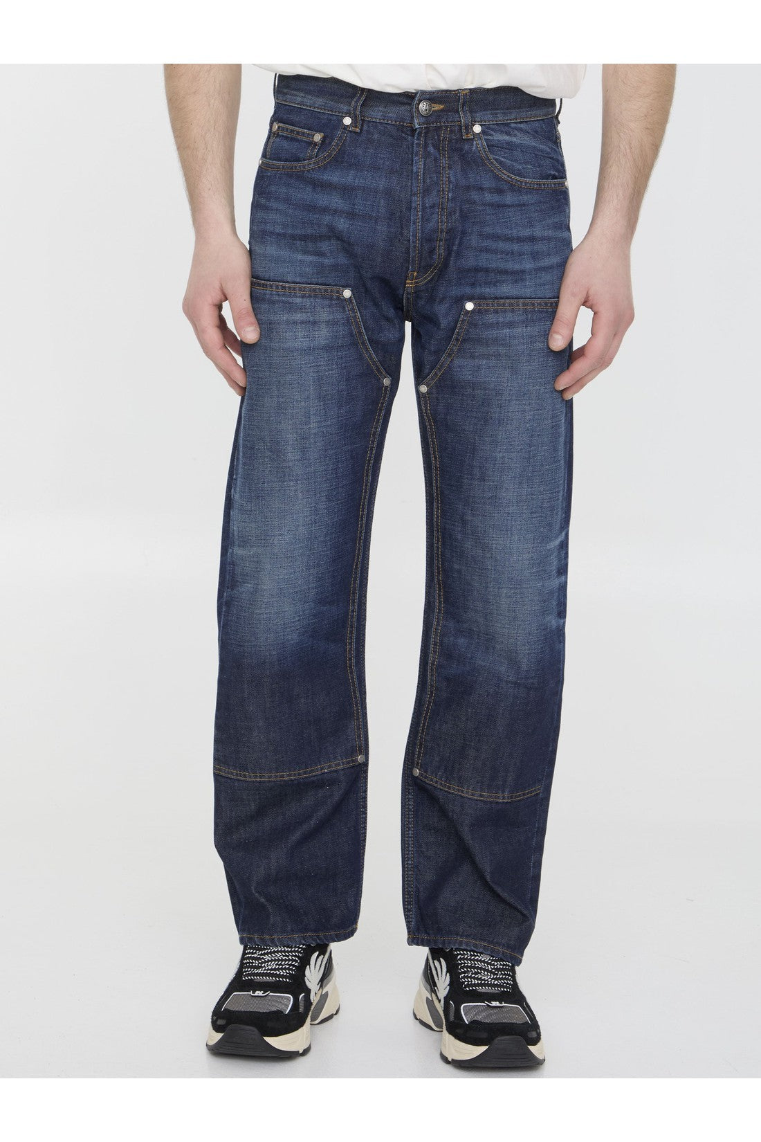 Palm Angels-OUTLET-SALE-Workwear Monogram jeans-ARCHIVIST