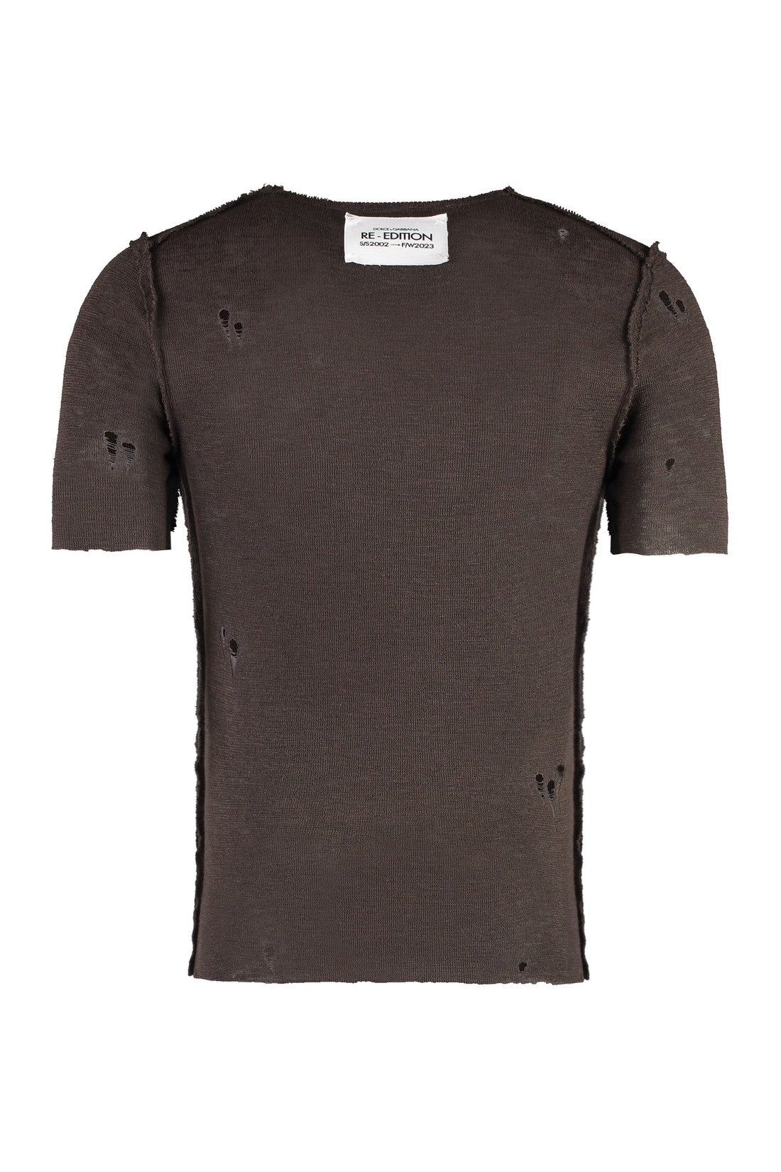 Dolce & Gabbana-OUTLET-SALE-Worn-out details knit t-shirt-ARCHIVIST