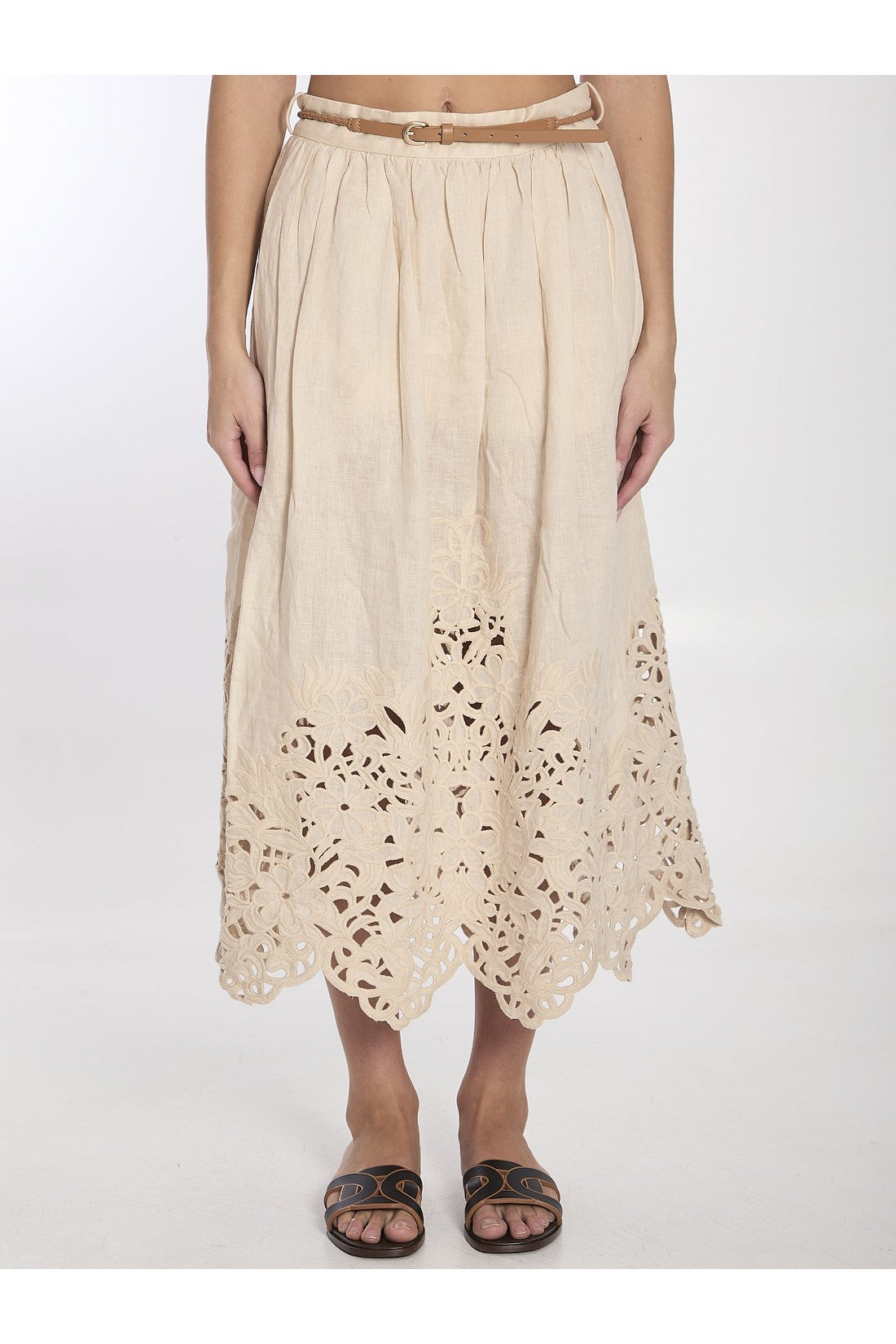 ZIMMERMANN-OUTLET-SALE-Wylie embroidered midi skirt-ARCHIVIST