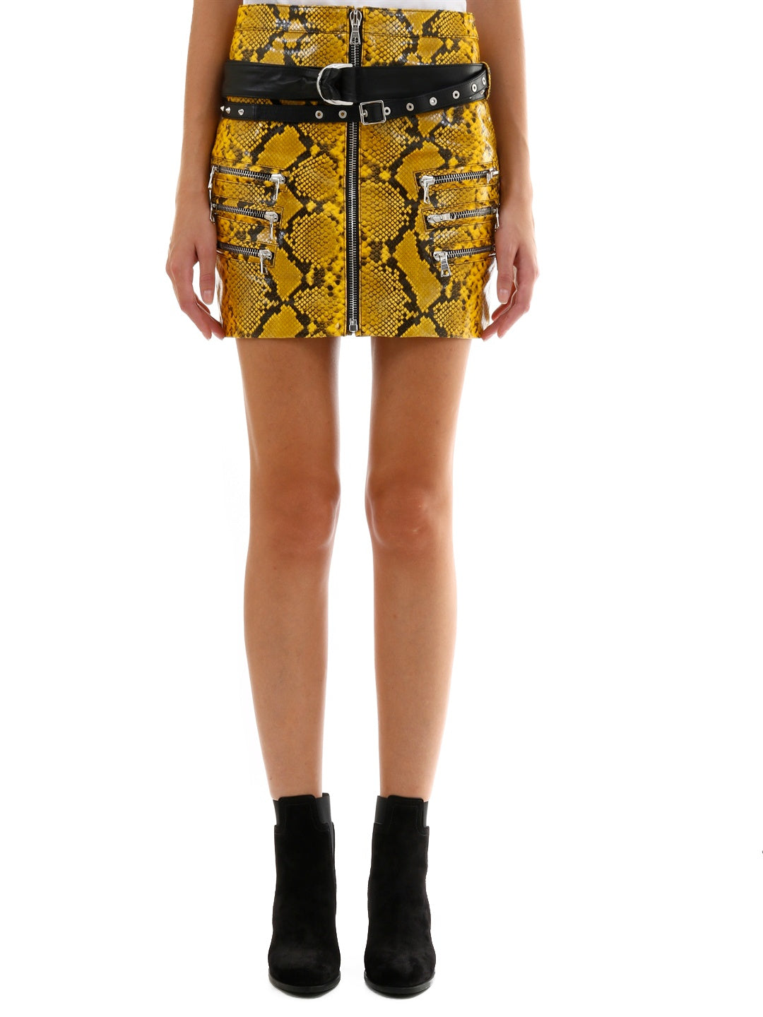 UNRAVEL-OUTLET-SALE-Yellow Python Leather Skirt-ARCHIVIST