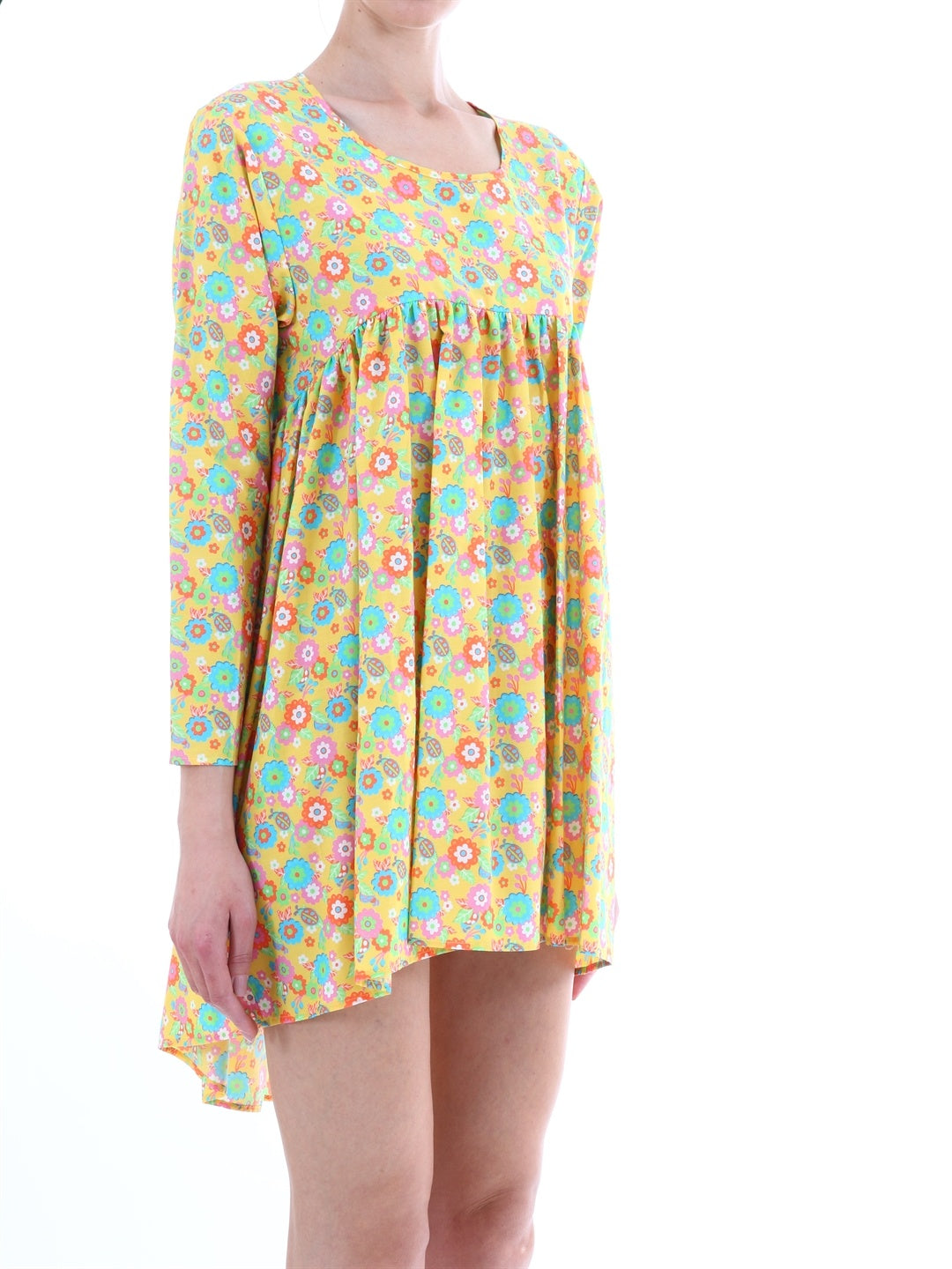 JEREMY SCOTT-OUTLET-SALE-Yellow floral dress-ARCHIVIST