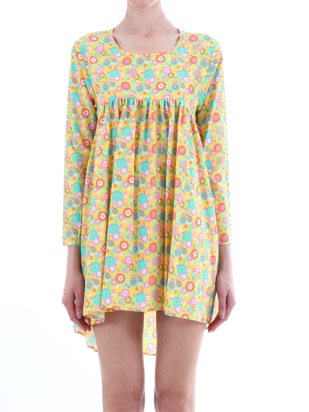 JEREMY SCOTT-OUTLET-SALE-Yellow floral dress-ARCHIVIST