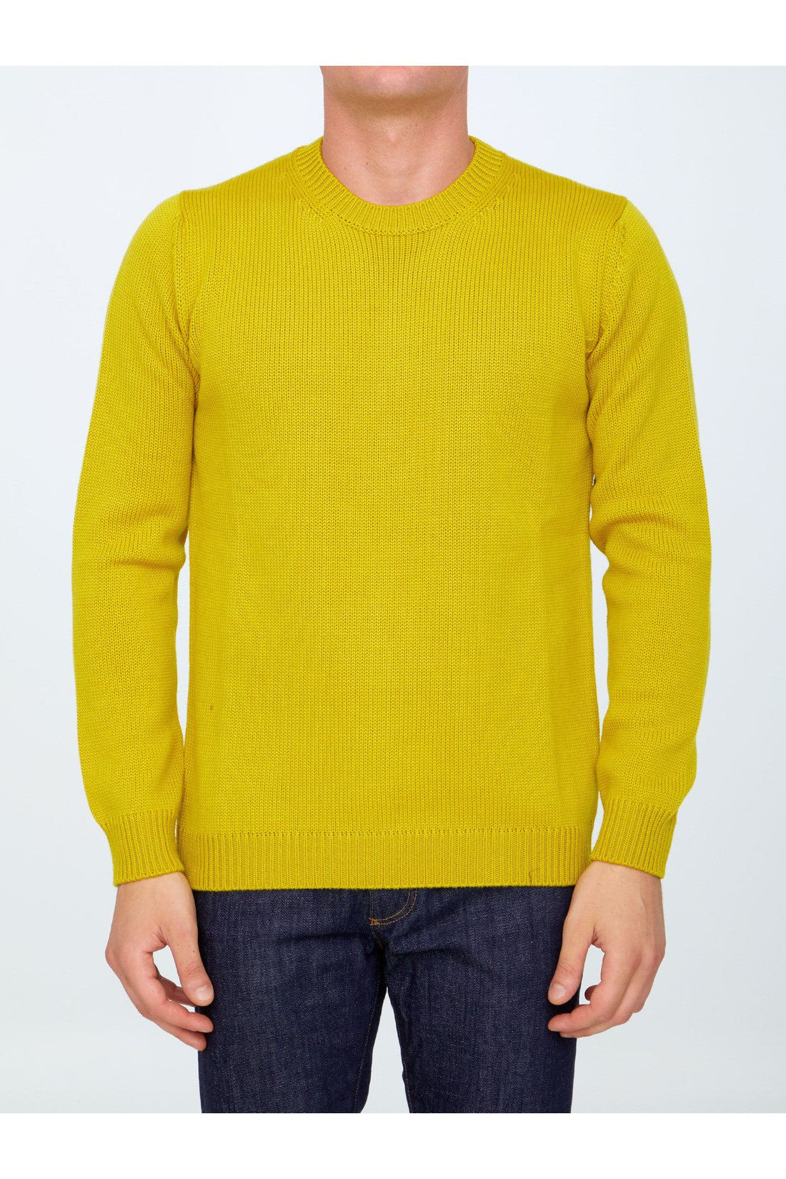 ROBERTO COLLINA-OUTLET-SALE-Yellow merino wool sweater-ARCHIVIST