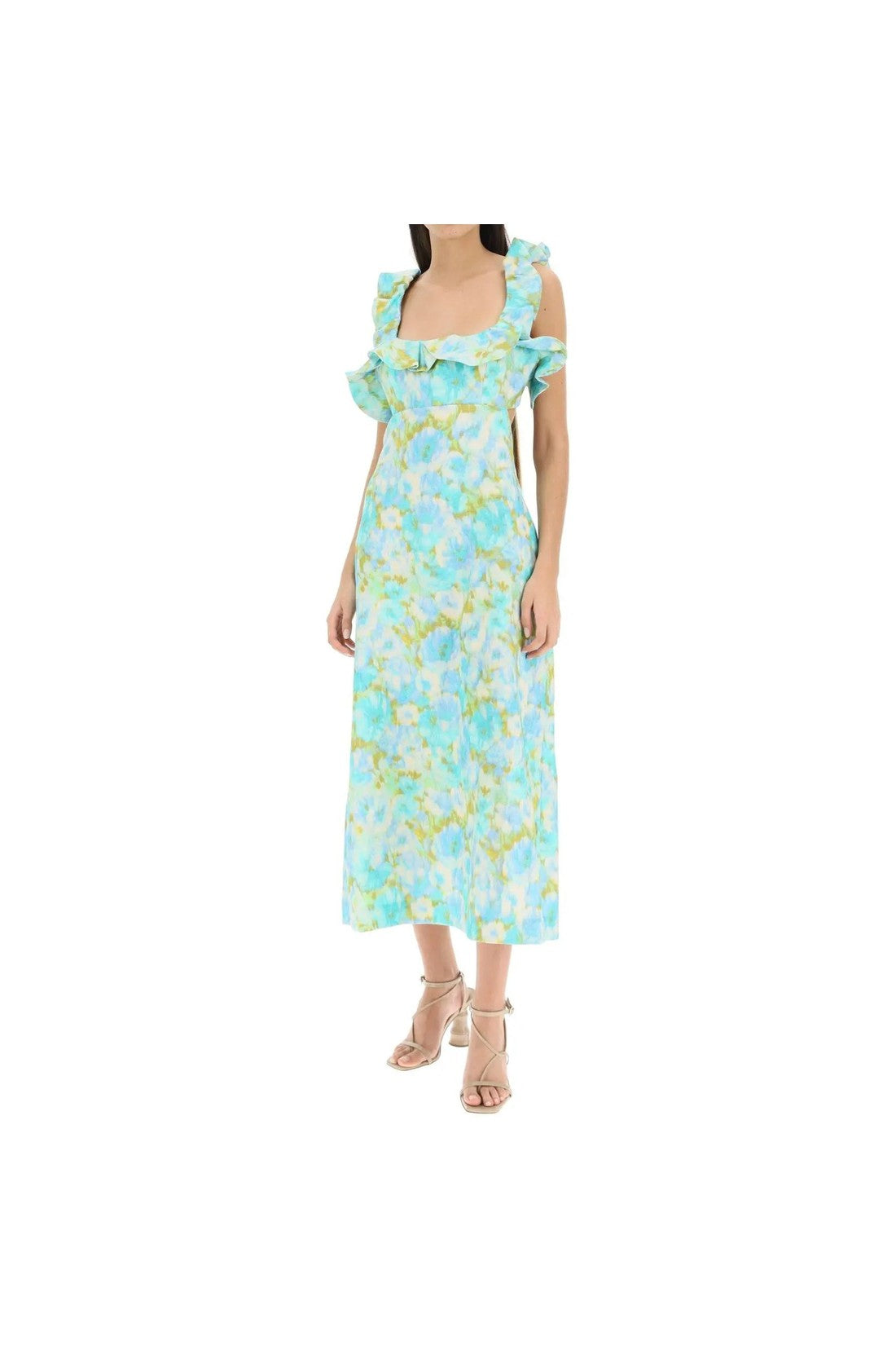 ZIMMERMANN-OUTLET-SALE-ZIMMERMANN Linen Midi Dress-ARCHIVIST