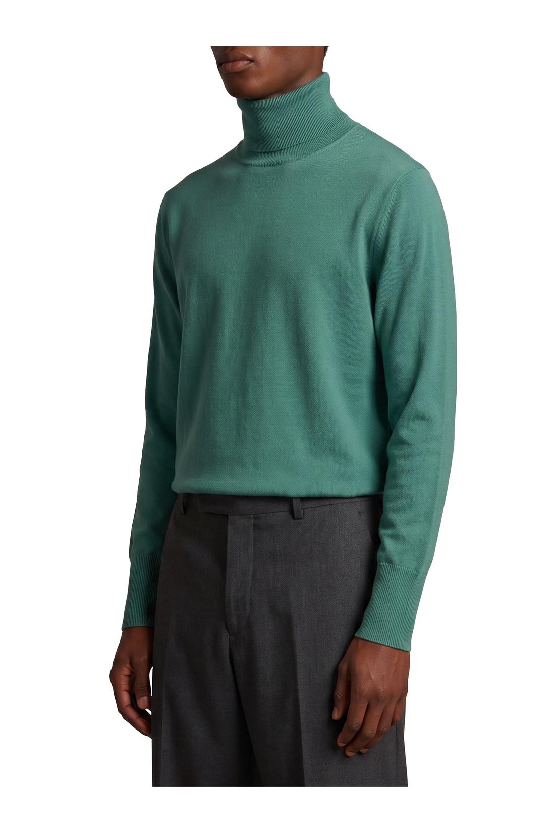 Ballantyne-OUTLET-SALE-Zephir green cashmere turtleneck-ARCHIVIST