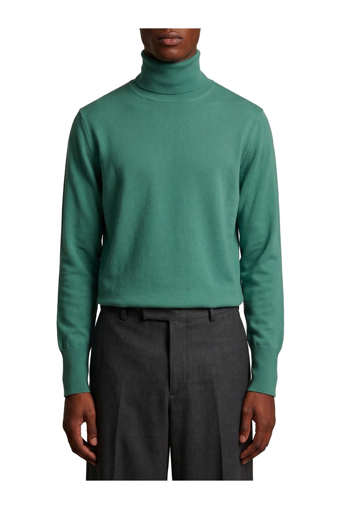 Ballantyne-OUTLET-SALE-Zephir green cashmere turtleneck-ARCHIVIST