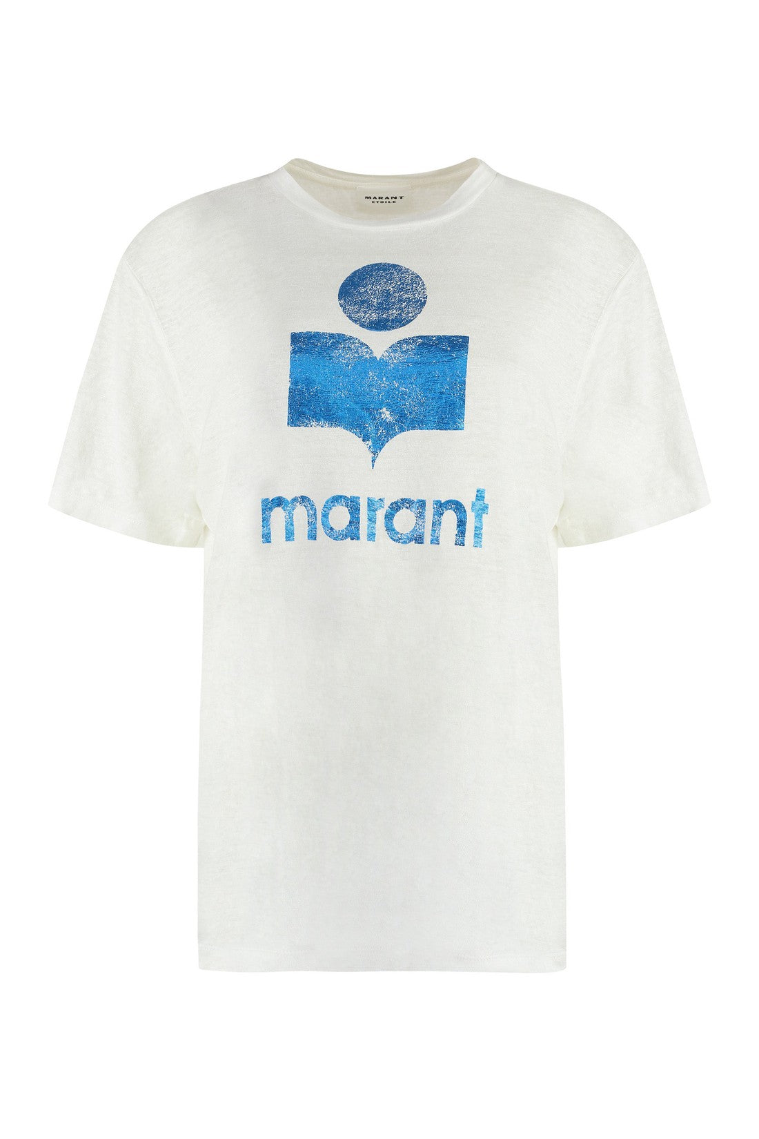 Isabel Marant Étoile-OUTLET-SALE-Zewel Logo print linen t-shirt-ARCHIVIST