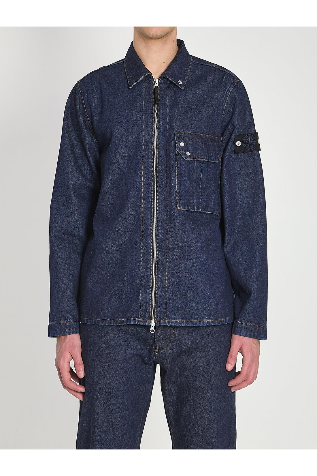 Stone Island-OUTLET-SALE-Zip denim overshirt-ARCHIVIST