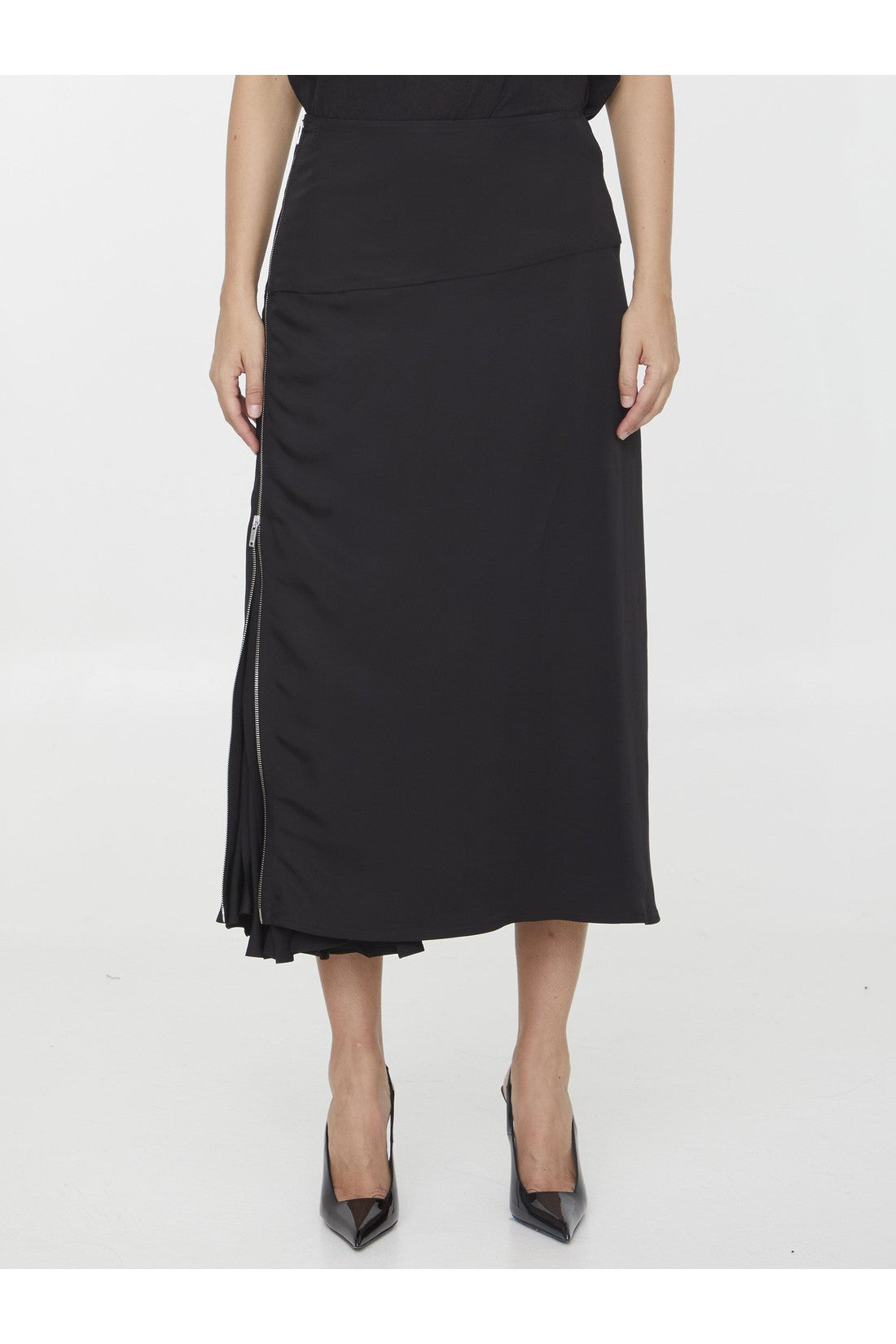 JIL SANDER-OUTLET-SALE-Zipped midi skirt-ARCHIVIST