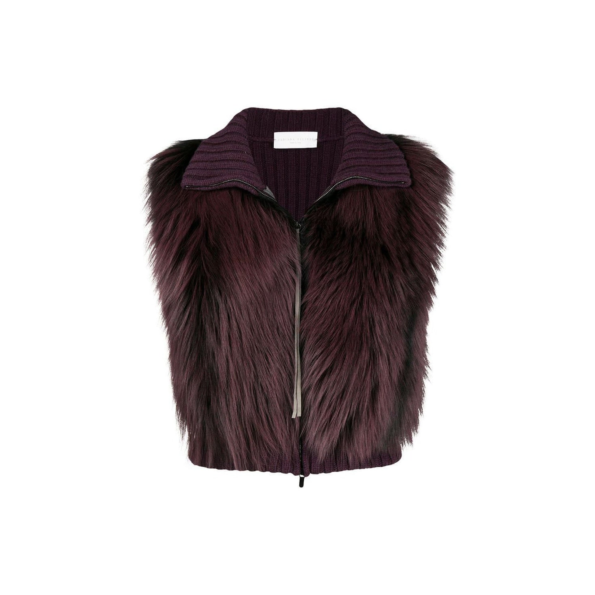 Fabiana Filippi Fox Fur Knitted Vest Jacket