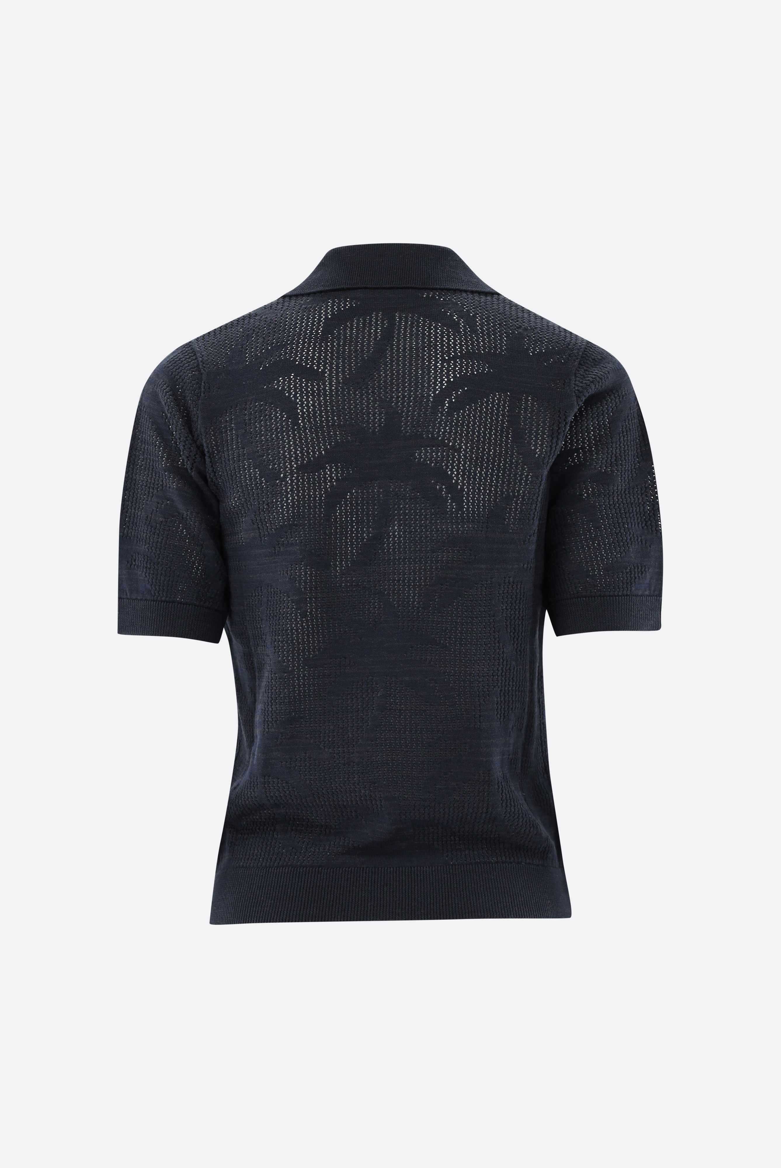 Poloshirt | aus Ajoure Strick mit Palmen Design-UNDEFINIERT-Van Laack-OUTLET-ARCHIVIST-ARCHIVE-SALE