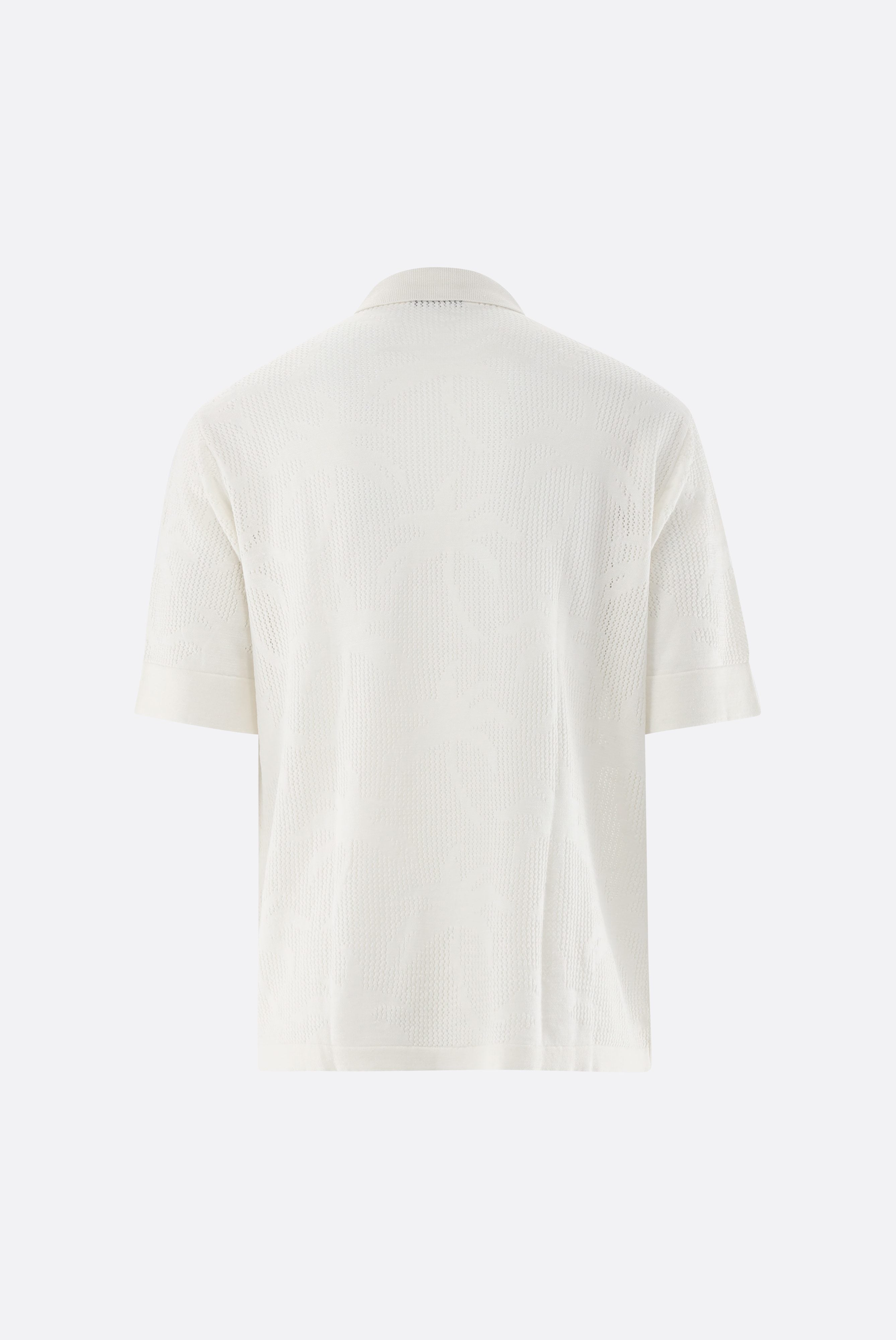 Poloshirt | aus Ajoure Strick mit Palmen Design-Shirts-Van Laack-OUTLET-ARCHIVIST-ARCHIVE-SALE
