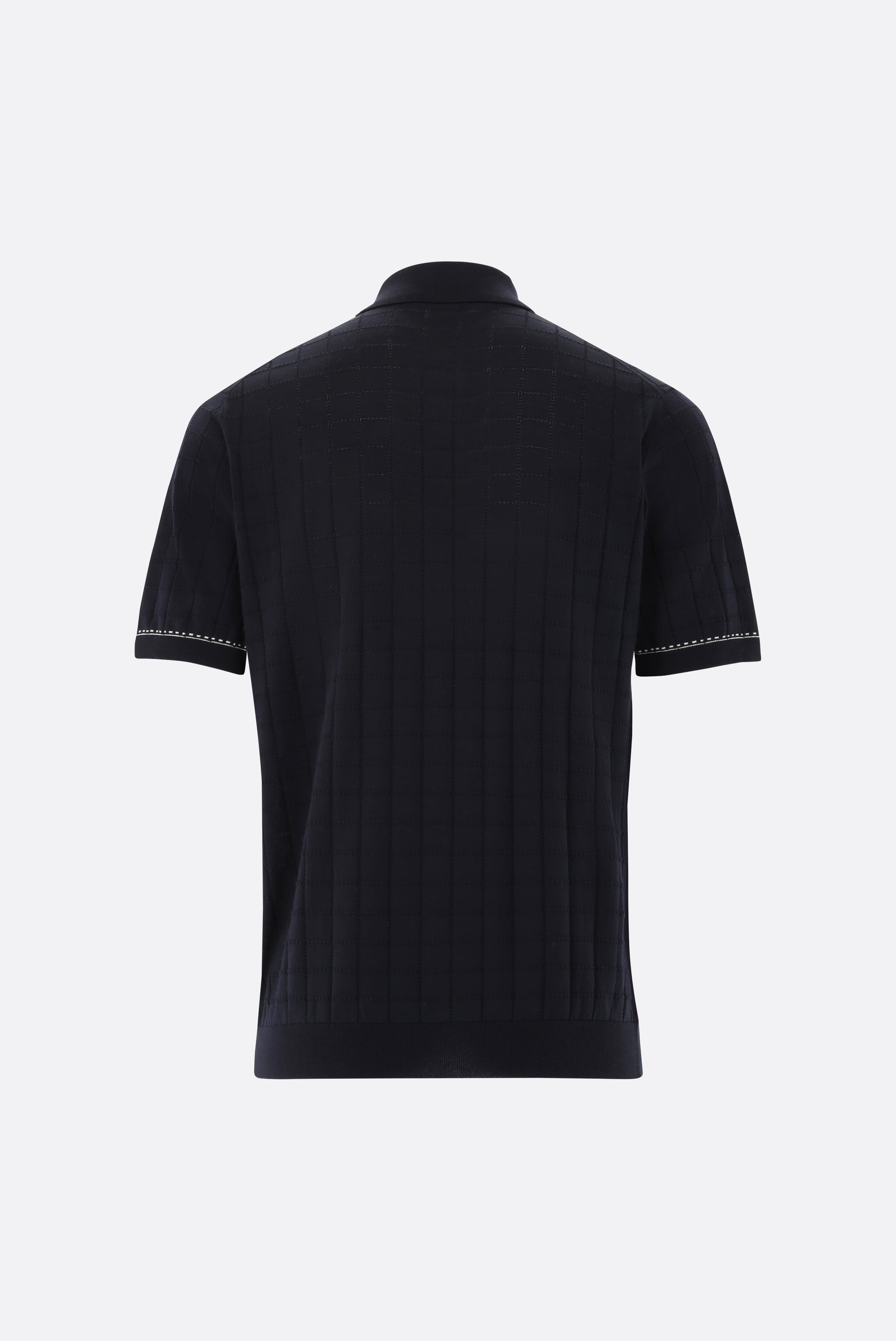 Van Laack-Strick-Poloshirt | mit Jacquard Karomuster-Shirts-Black-Deal-Outlet-by-ARCHIVIST