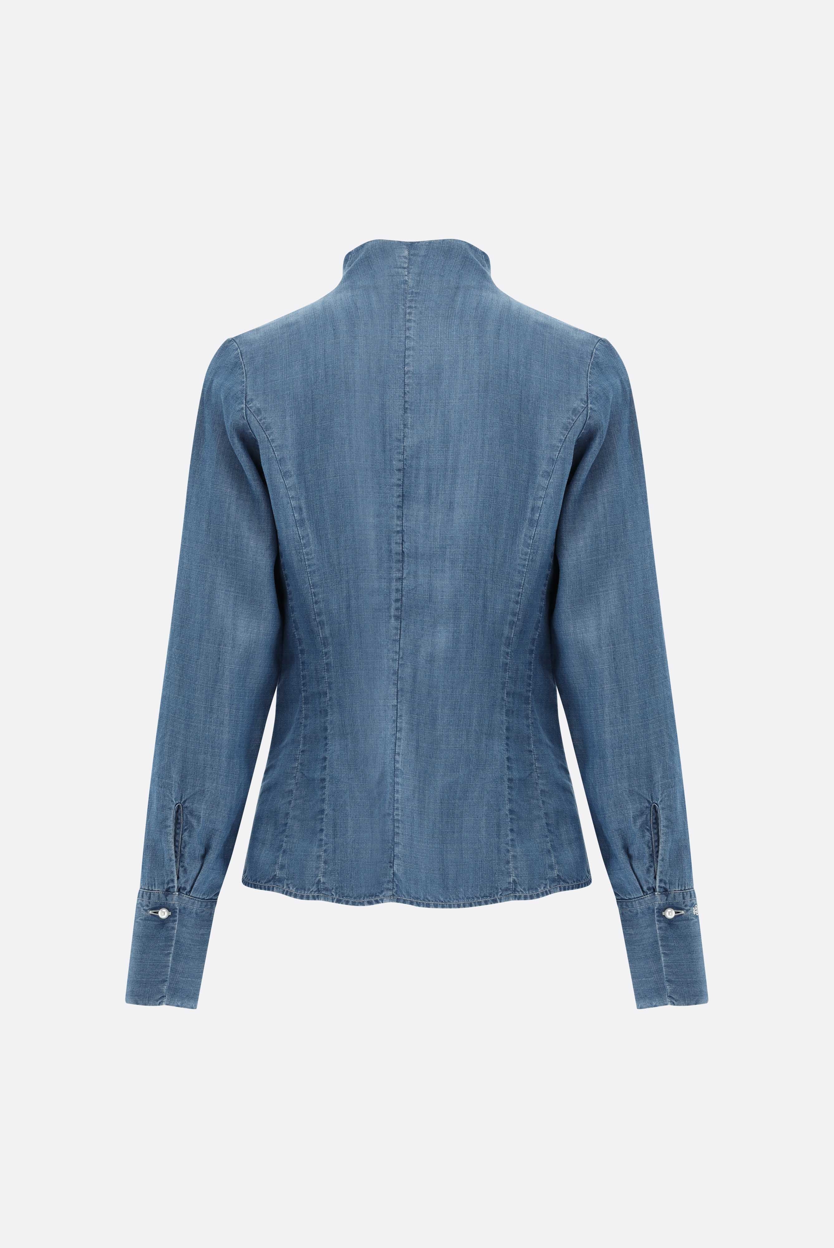 Kelchkragenbluse | aus Jeans Stoff