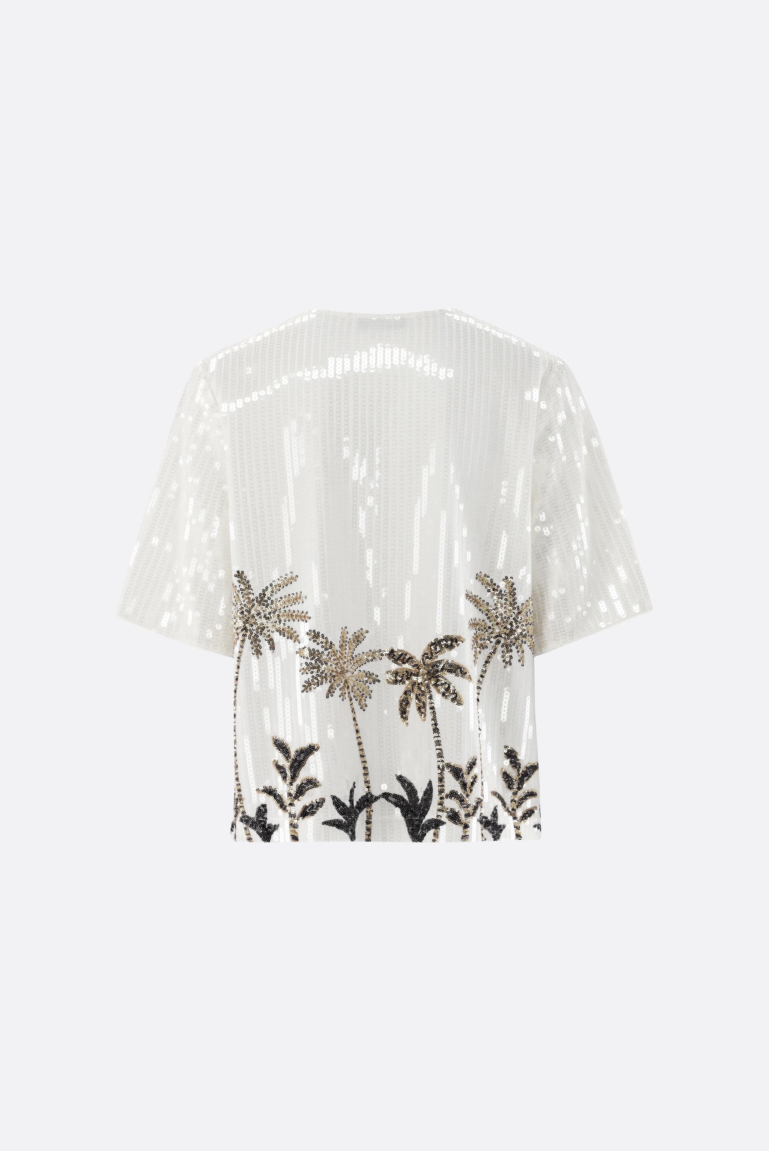 Pailletten Top | mit Palmen-Motiv