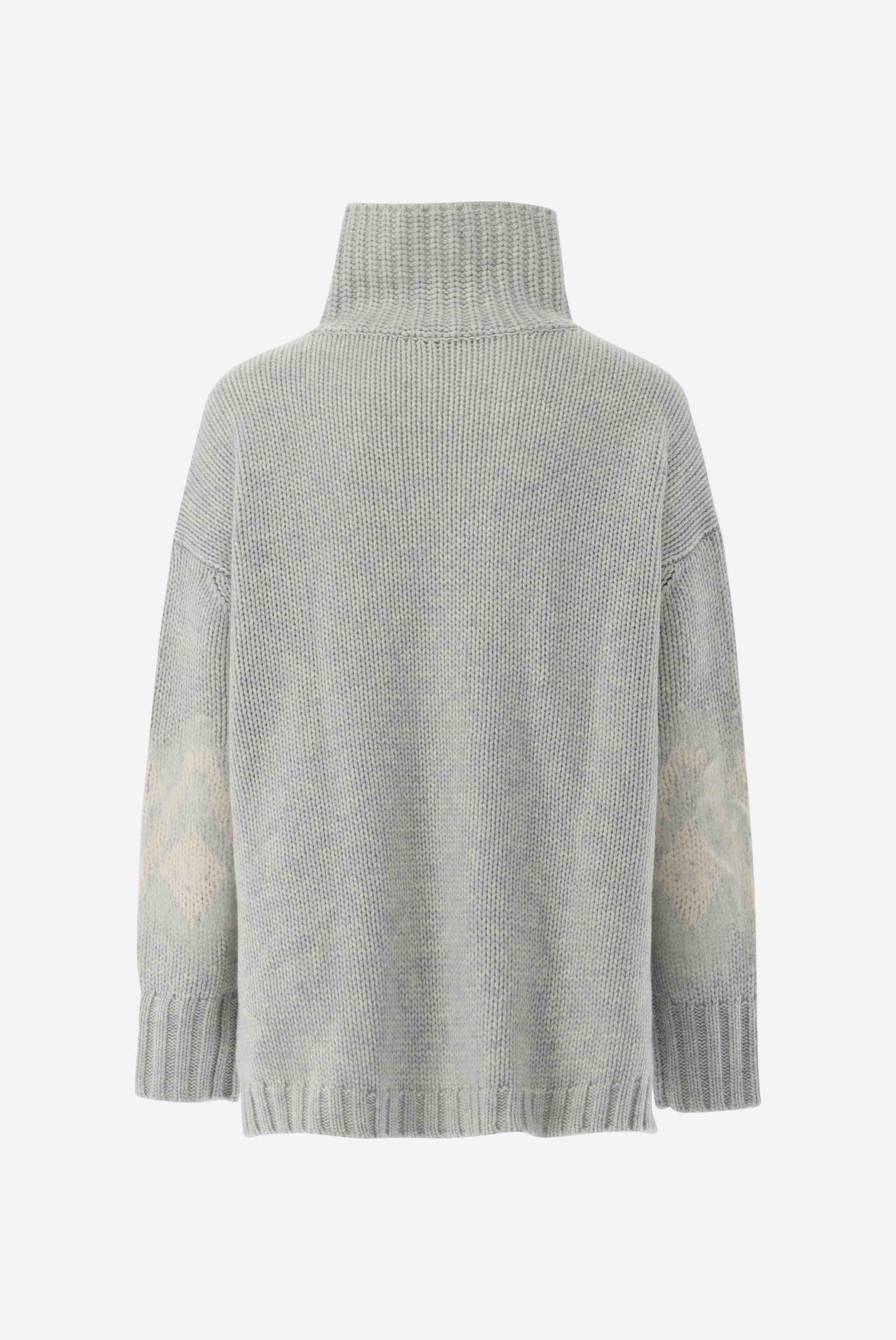 Rollkragenpullover | oversized mit Muster an Ärmeln-Strick & Pullover-Van Laack-OUTLET-ARCHIVIST-ARCHIVE-SALE