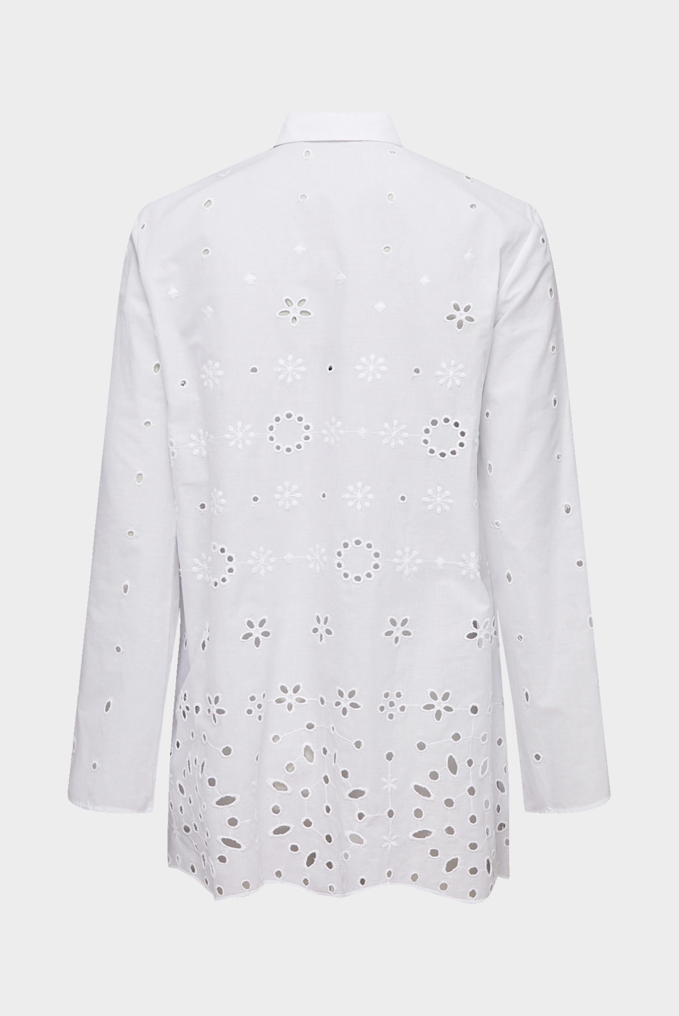 Van Laack-Baumwoll-Bluse mit Glockenärmeln und Lochstickerei Weiß-Hemden & Blusen-Black-Deal-Outlet-by-ARCHIVIST