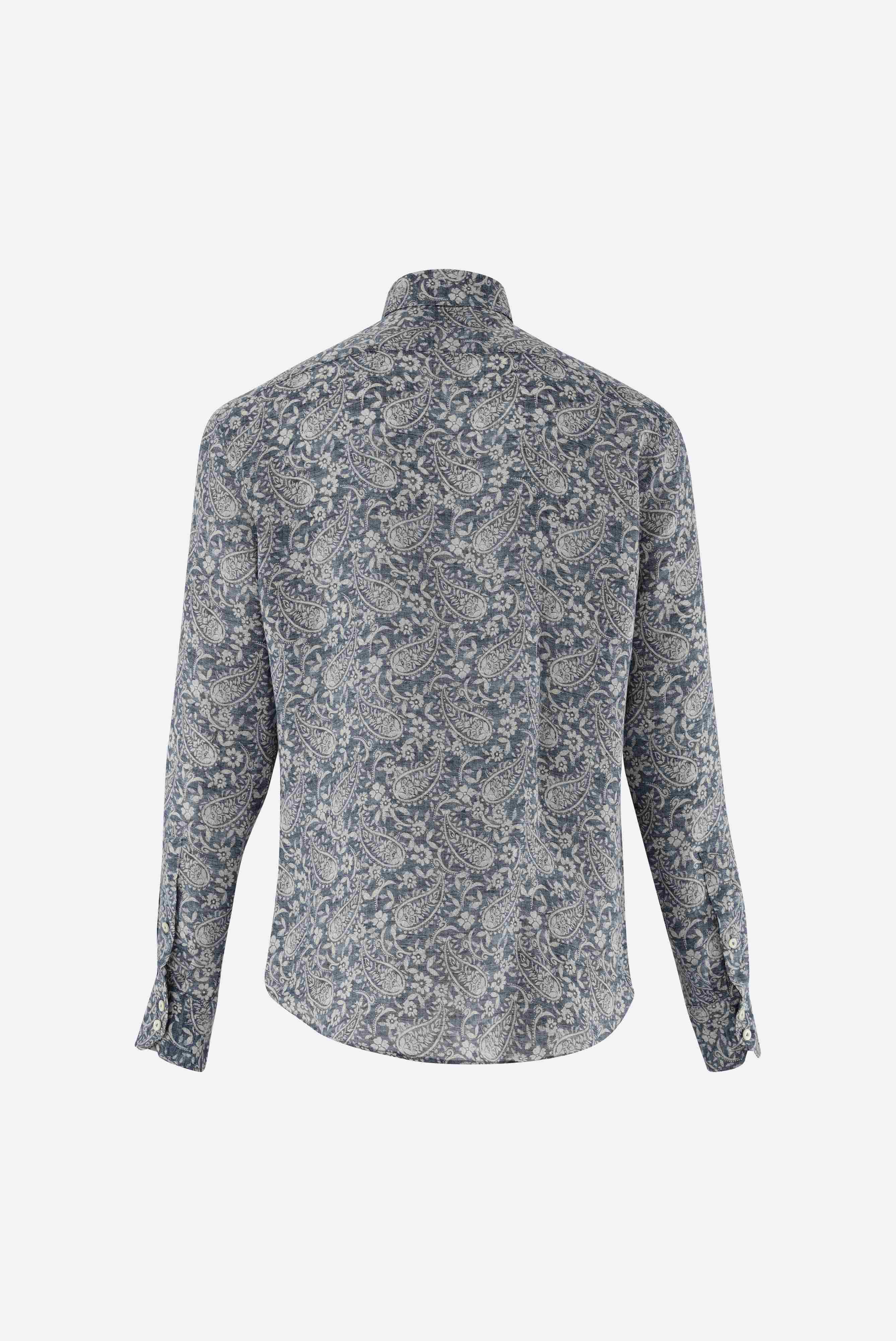 Leinenhemd | mit Paisley Druck Tailor Fit