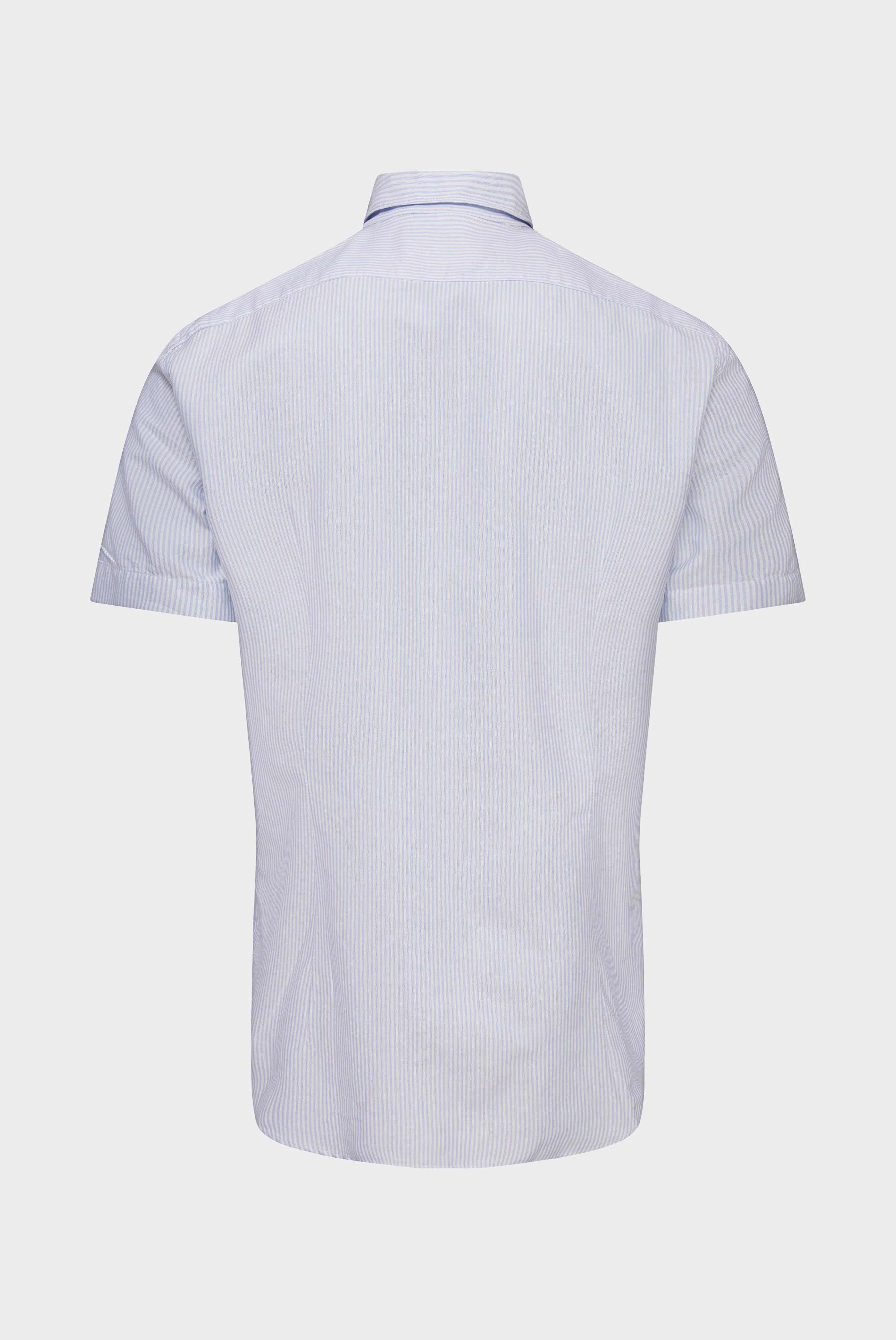 Van Laack-Schmal gestreiftes Kurzarmhemd in Fein-Oxford-Waschung-Hemden & Blusen-Black-Deal-Outlet-by-ARCHIVIST