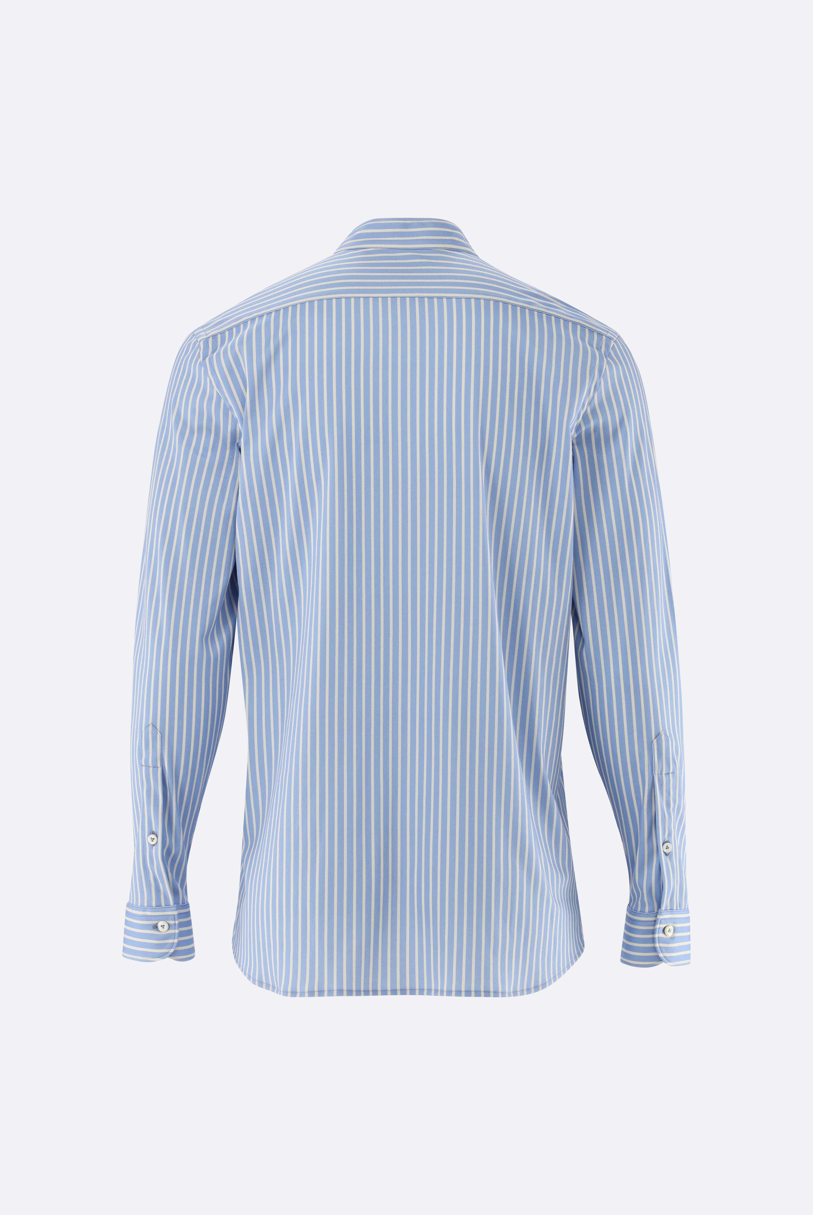 Gestreiftes Jerseyhemd | mit Stehkragen aus Schweizer Baumwolle-Hemden & Blusen-Van Laack-OUTLET-ARCHIVIST-ARCHIVE-SALE