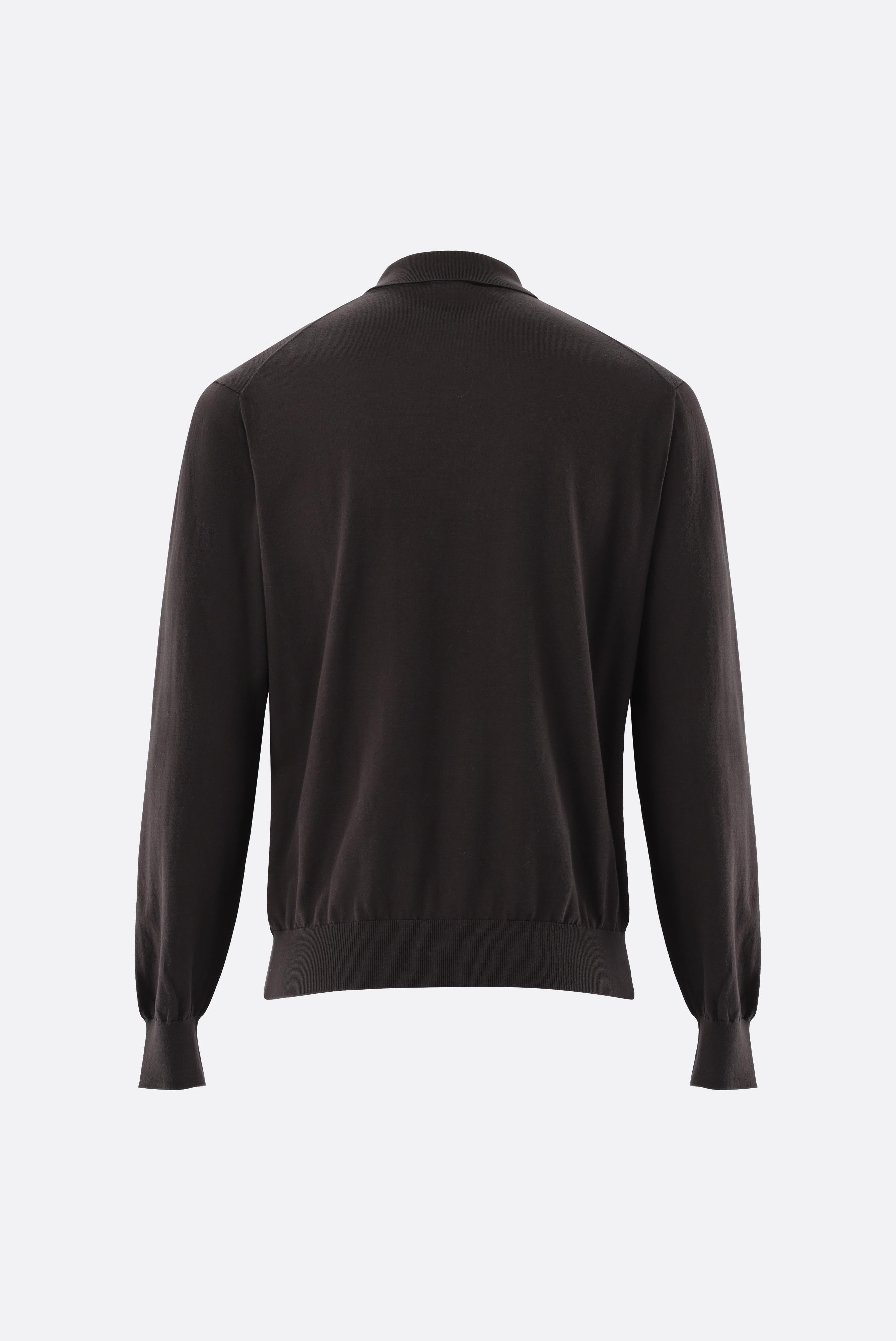 Langarm Strick-Poloshirt | mit Baumwolle und Seide