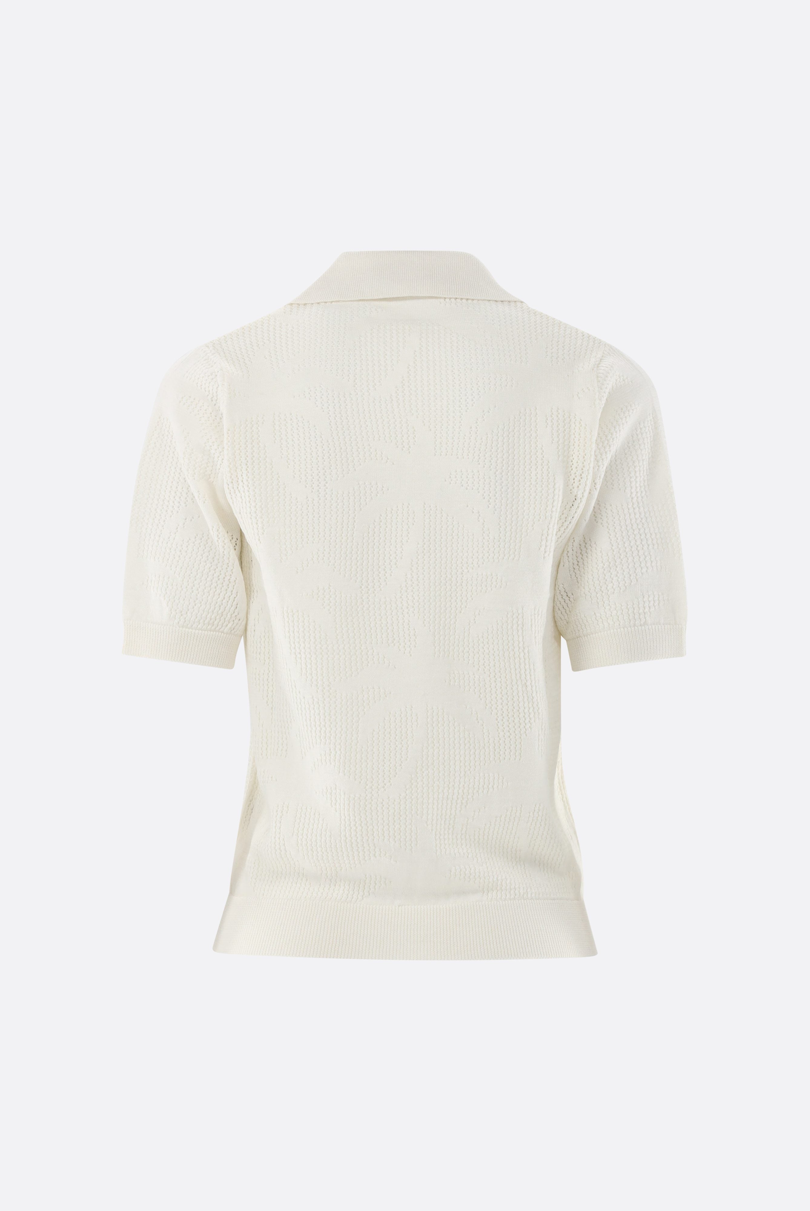 Poloshirt | aus Ajoure Strick mit Palmen Design
