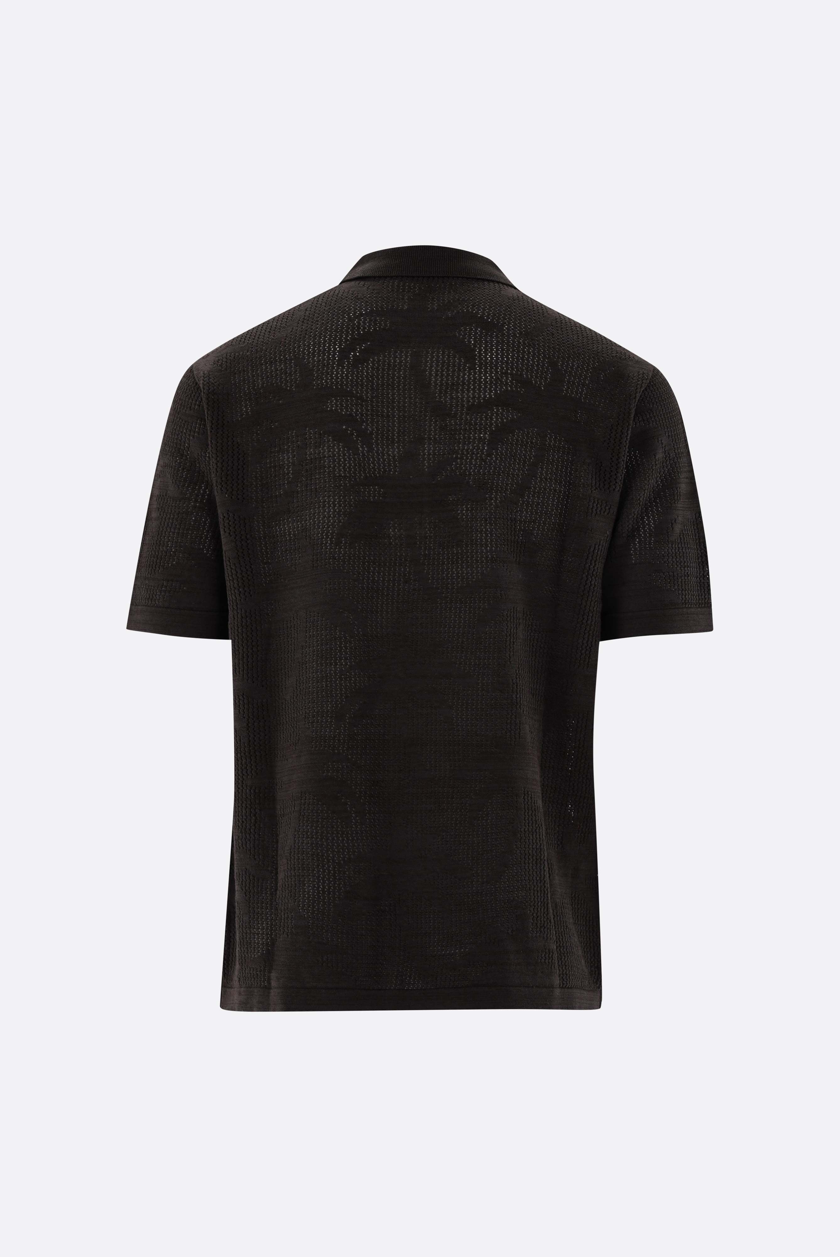 Poloshirt | aus Ajoure Strick mit Palmen Design